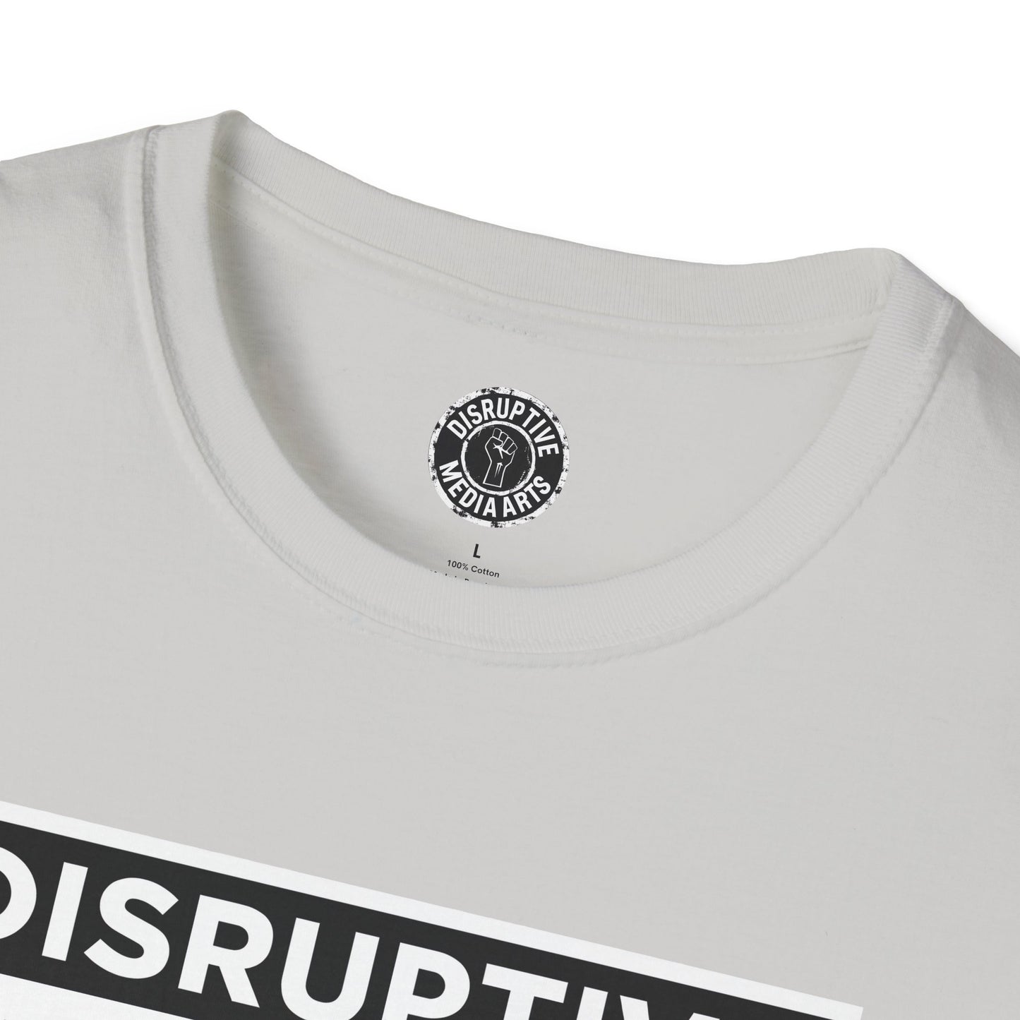 T-Shirt "Hands Off The Arts" Disruptive Media Arts™ Logo Tee – Signal Gear™ Core Uniform [Front + Back Print] Softstyle, Unisex Tee