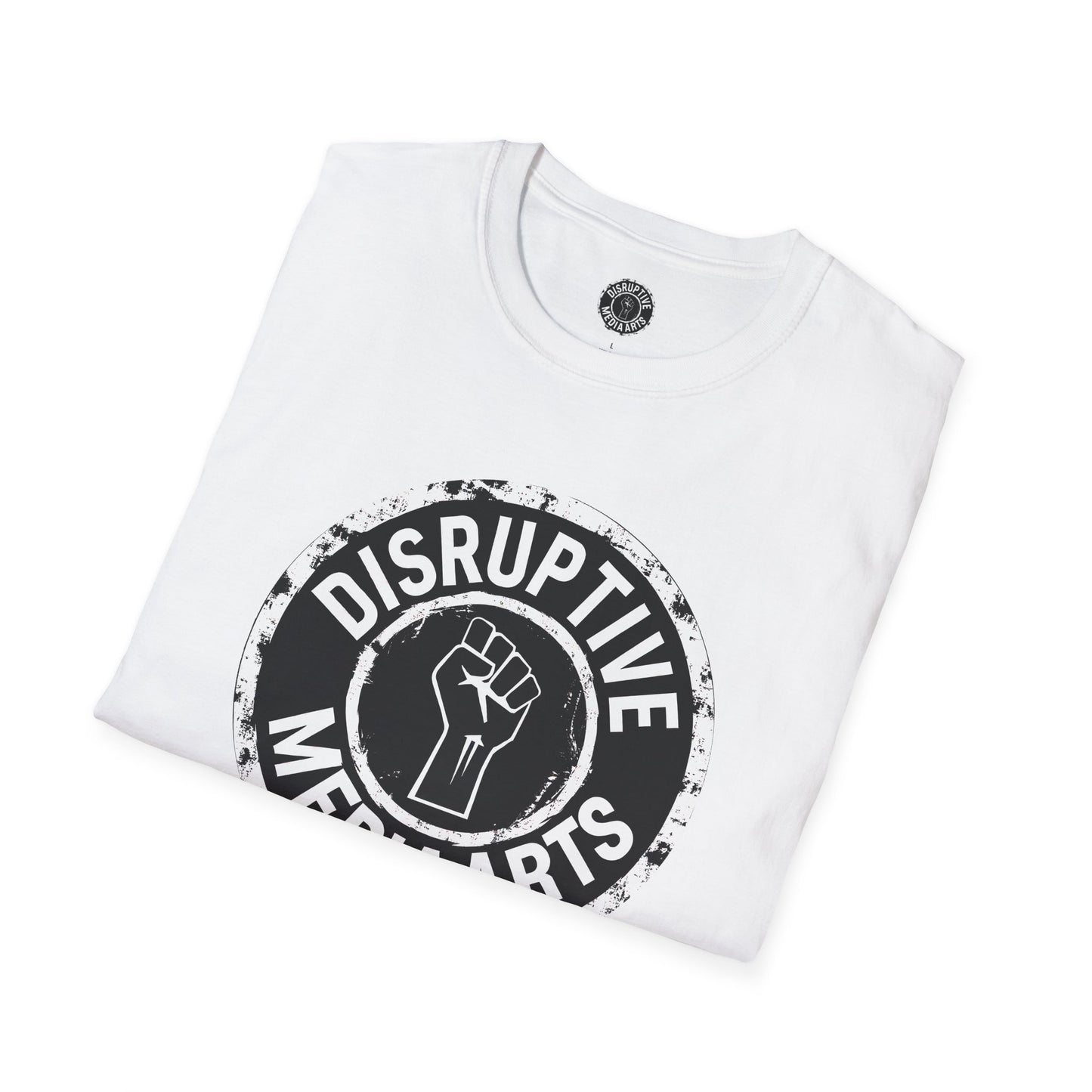 T-Shirt "Proudly ShadowBanned AF, Disruptive Media Arts" Logo Tee – Signal Gear™ Core Uniform [Front + Back Print] Unisex Softstyle Tee