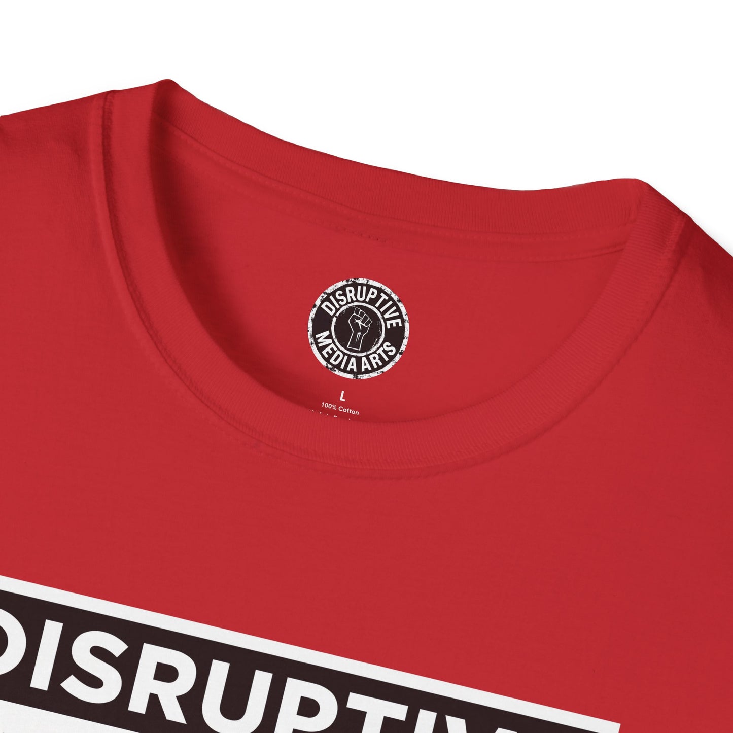 T-Shirt "Hands Off The Arts" Disruptive Media Arts™ Logo Tee – Signal Gear™ Core Uniform [Front + Back Print] Softstyle, Unisex Tee