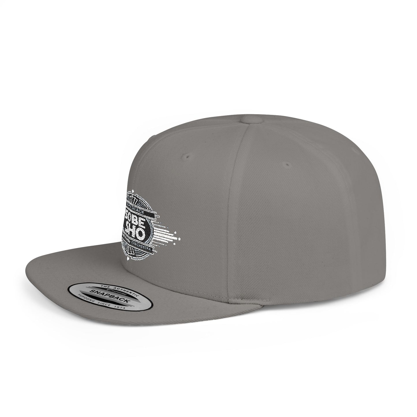 Flat Bill Snapback Hat — Distressed 'Sobe Sho' Badge Logo Cap