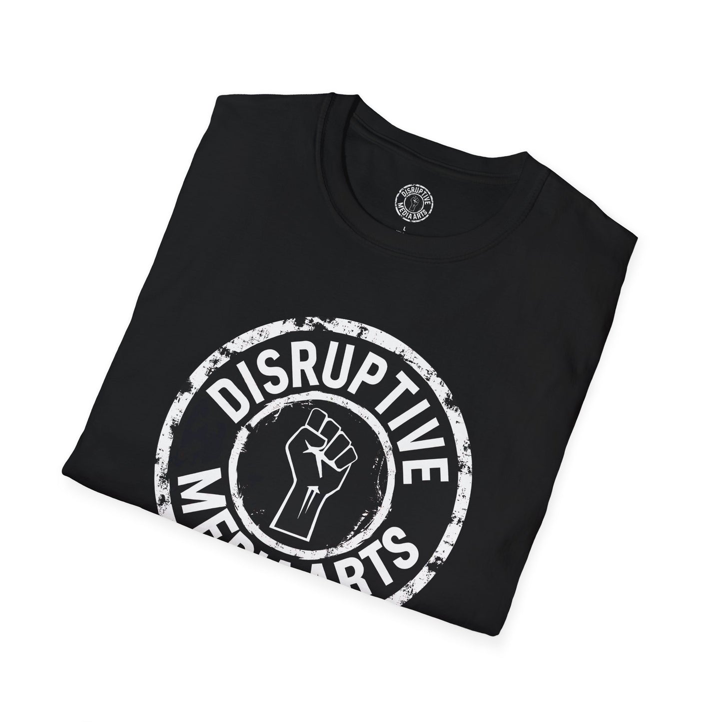 T-Shirt "Proudly ShadowBanned AF, Disruptive Media Arts" Logo Tee – Signal Gear™ Core Uniform [Front + Back Print] Unisex Softstyle Tee
