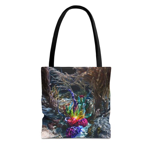 Vibrant Ocean Life Tote Bag,"Faux Ecologies +Ocean Artivism" Reusable Grocery Bag, Beach Tote, Eco-Friendly Bag, Summer Vibes, Gift for Ocean Lovers