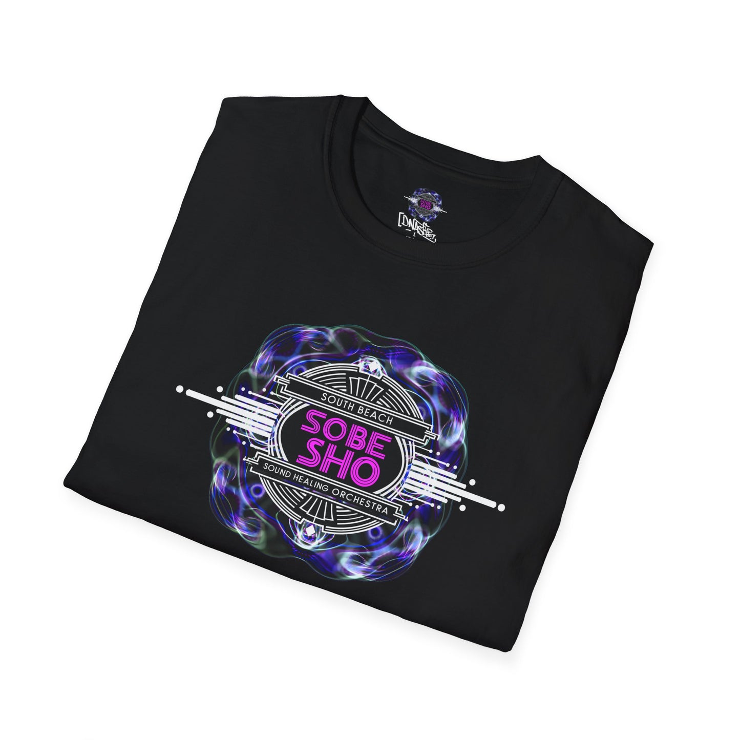 Retro Resonance Unisex Softstyle T-Shirt, Cosmic Vibe Graphic Tee for Soundhealing, Yoga, Mediation, Festivals, Music Lovers Tee