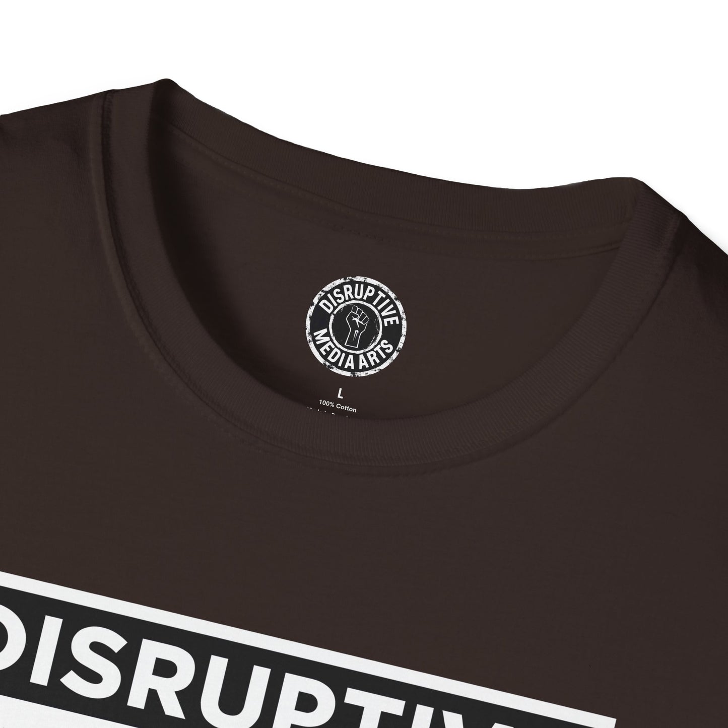 T-Shirt "Hands Off The Arts" Disruptive Media Arts™ Logo Tee – Signal Gear™ Core Uniform [Front + Back Print] Softstyle, Unisex Tee