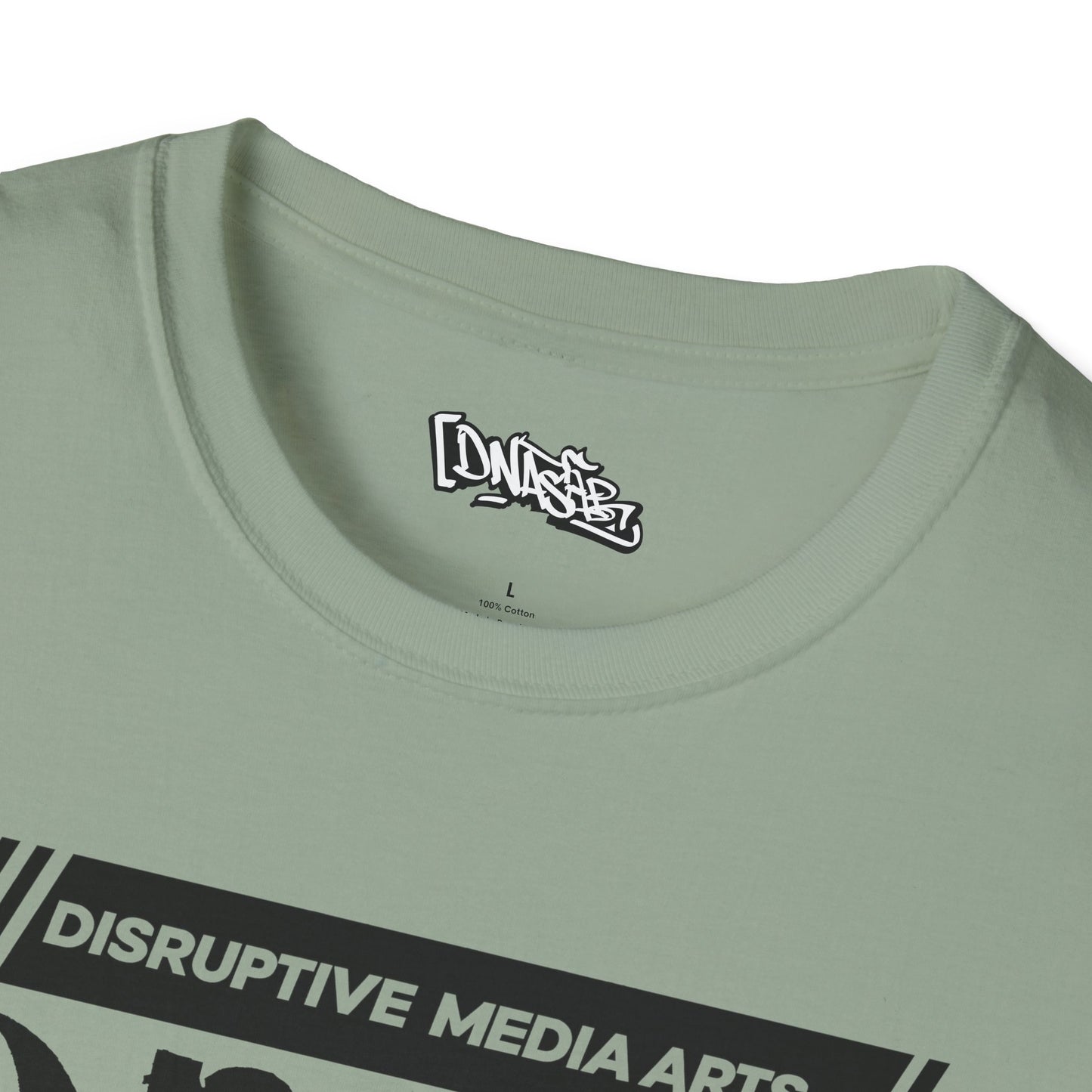 T-Shirt, Disruptive Media Arts™ Logo Tee – Signal Gear™ Core Uniform [Front + Back Print] Unisex Softstyle Graphic Tee, Streetwear, Casual Wear, Gift for Creatives, Cool Art Apparel