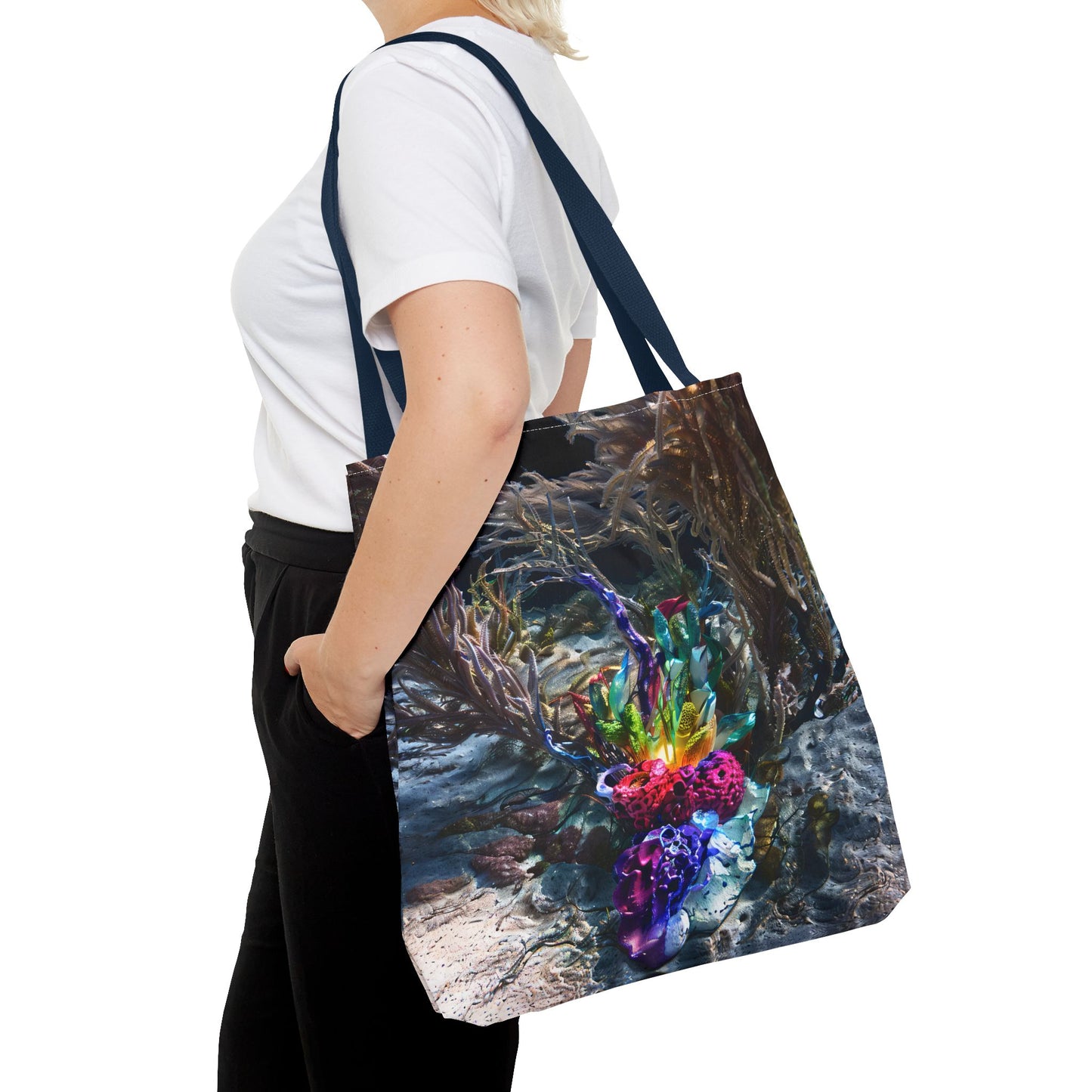 Vibrant Ocean Life Tote Bag,"Faux Ecologies +Ocean Artivism" Reusable Grocery Bag, Beach Tote, Eco-Friendly Bag, Summer Vibes, Gift for Ocean Lovers
