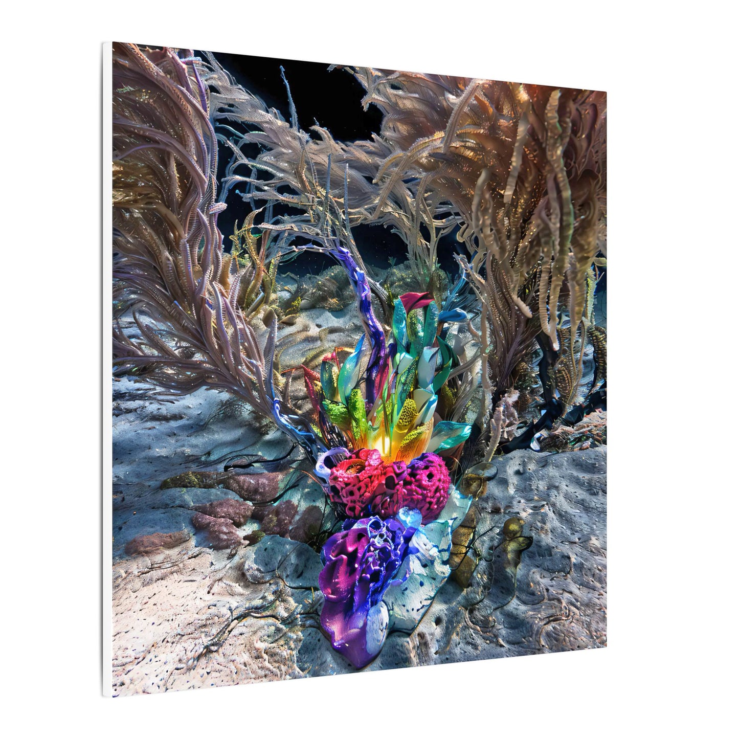 12_[dNASAb] “Faux Ecologies + Augmented Nature-verse #4A” (2024) – Matte Canvas Print with Augmented Reality | AI-Trained Ocean Debris Artwork