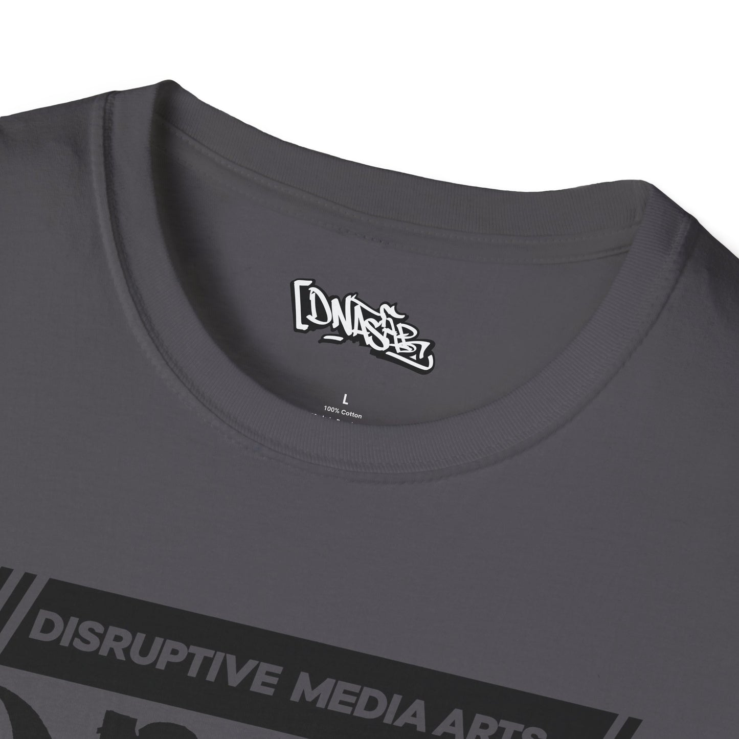 T-Shirt, Disruptive Media Arts™ Logo Tee – Signal Gear™ Core Uniform [Front + Back Print] Unisex Softstyle Graphic Tee, Streetwear, Casual Wear, Gift for Creatives, Cool Art Apparel