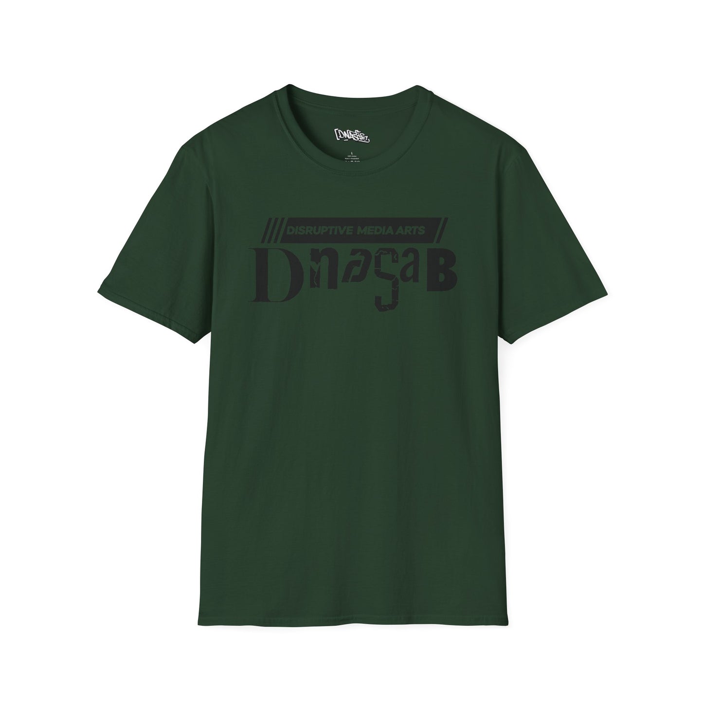 T-Shirt, Disruptive Media Arts™ Logo Tee – Signal Gear™ Core Uniform [Front + Back Print] Unisex Softstyle Graphic Tee, Streetwear, Casual Wear, Gift for Creatives, Cool Art Apparel