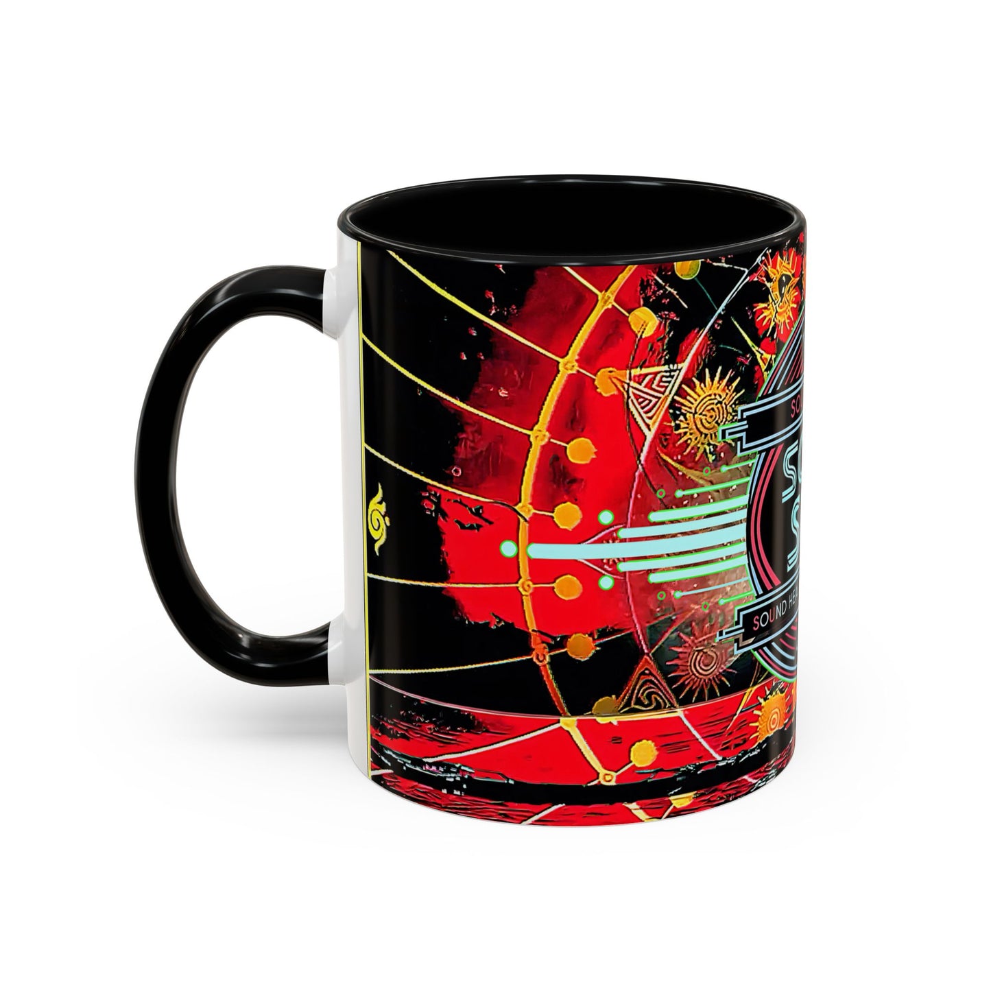SoBe Sho Music Logo Accent Coffee Mug — Retro Neon South Beach Design
