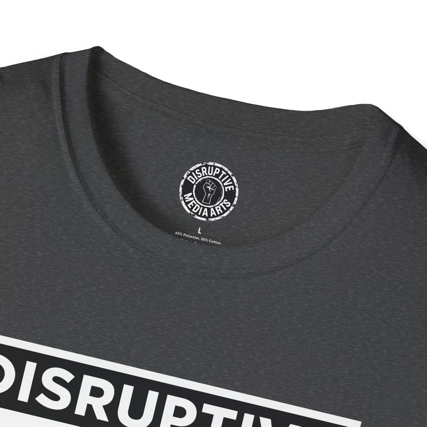 T-Shirt "Hands Off The Arts" Disruptive Media Arts™ Logo Tee – Signal Gear™ Core Uniform [Front + Back Print] Softstyle, Unisex Tee