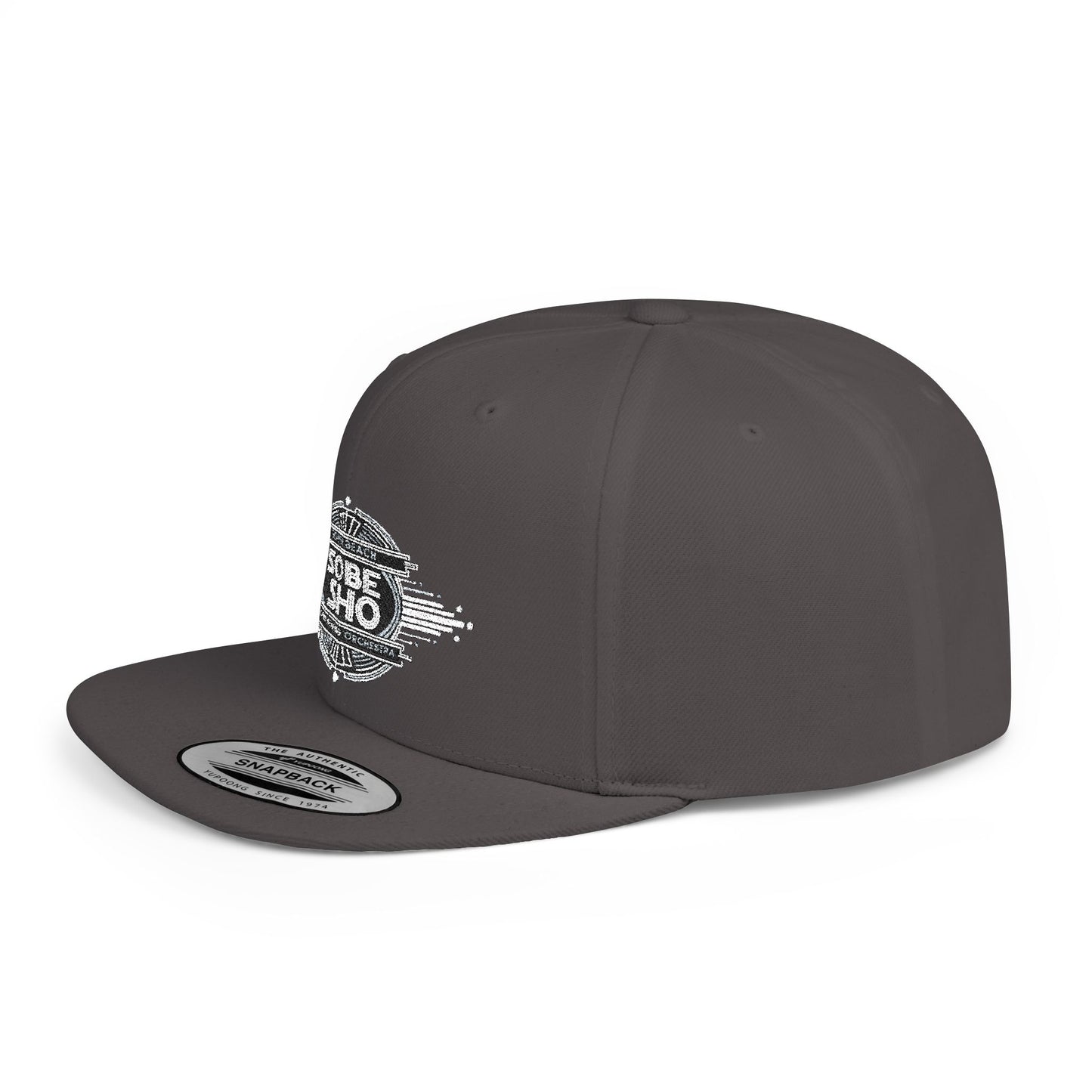 Flat Bill Snapback Hat — Distressed 'Sobe Sho' Badge Logo Cap