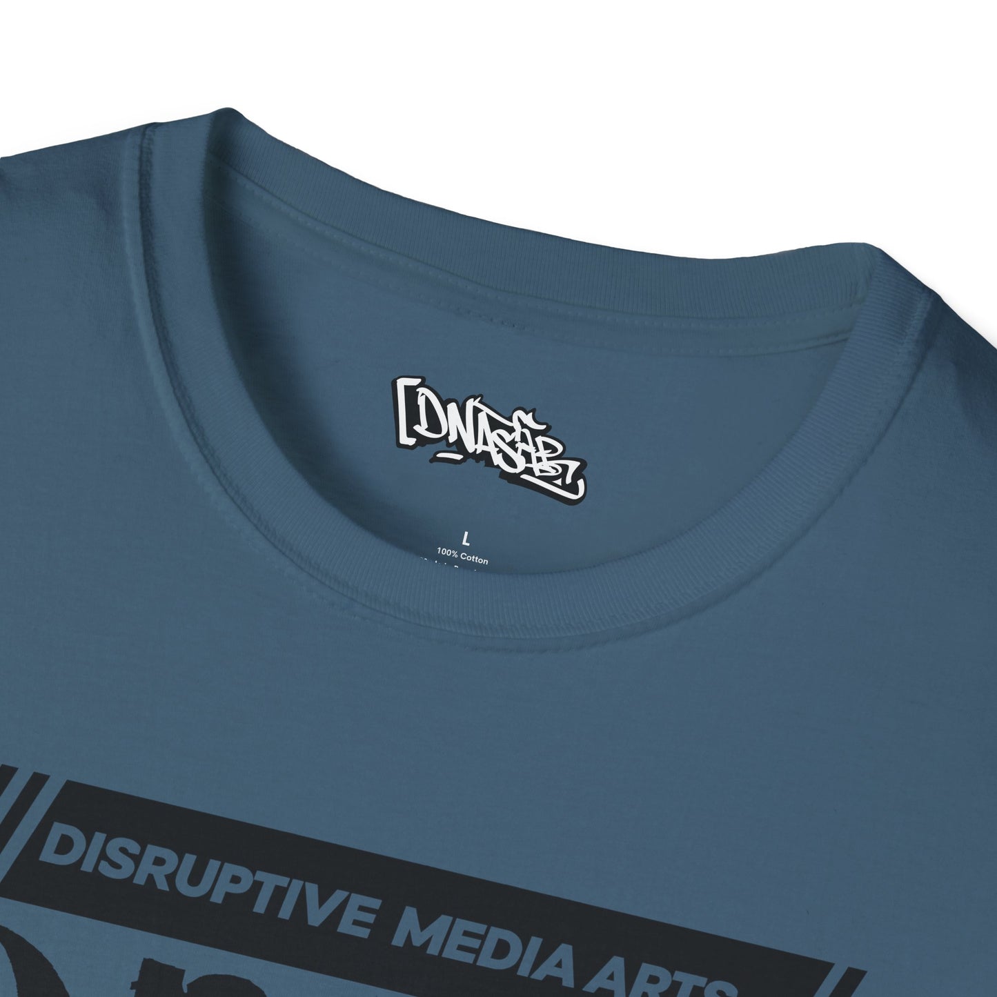 T-Shirt, Disruptive Media Arts™ Logo Tee – Signal Gear™ Core Uniform [Front + Back Print] Unisex Softstyle Graphic Tee, Streetwear, Casual Wear, Gift for Creatives, Cool Art Apparel