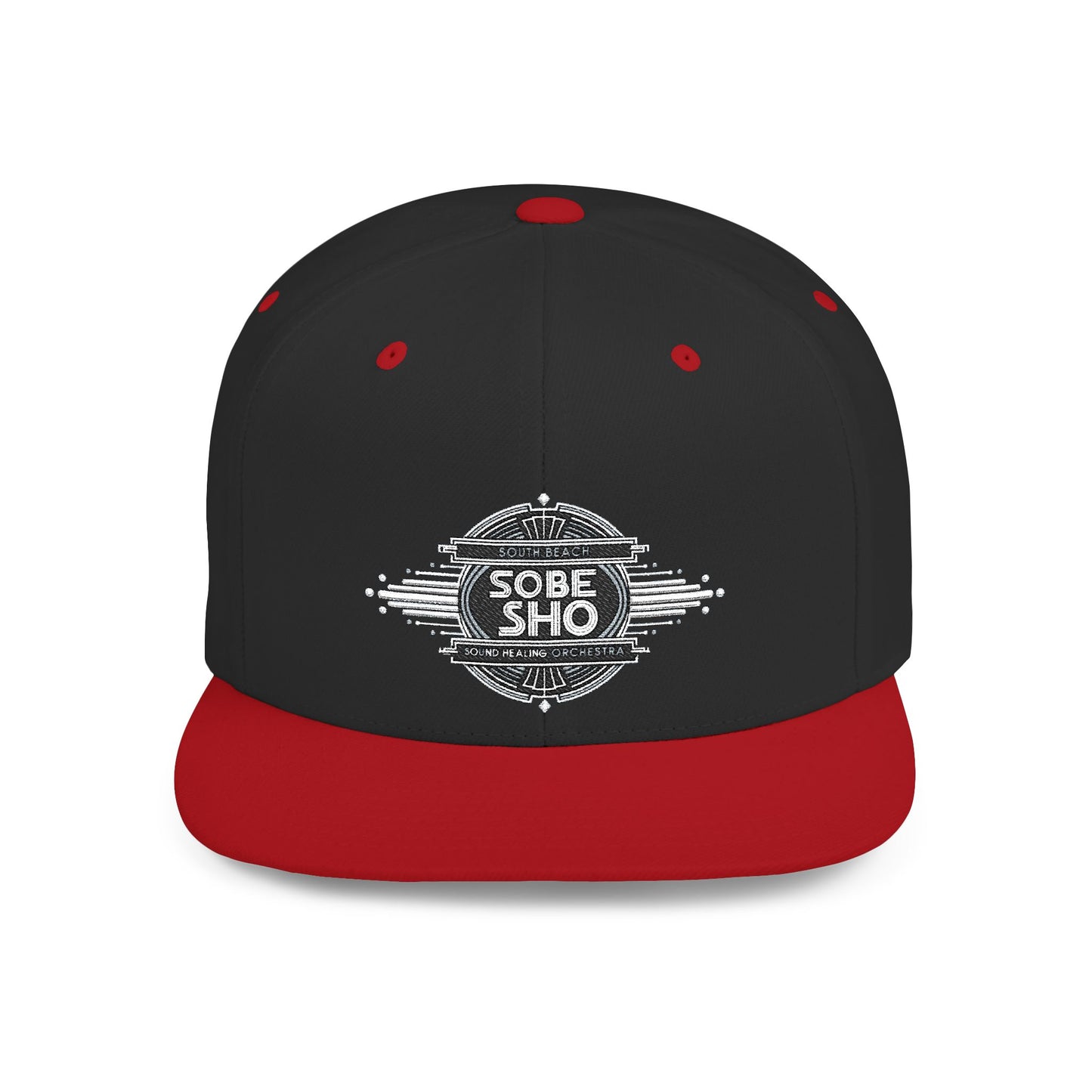 Flat Bill Snapback Hat — Distressed 'Sobe Sho' Badge Logo Cap