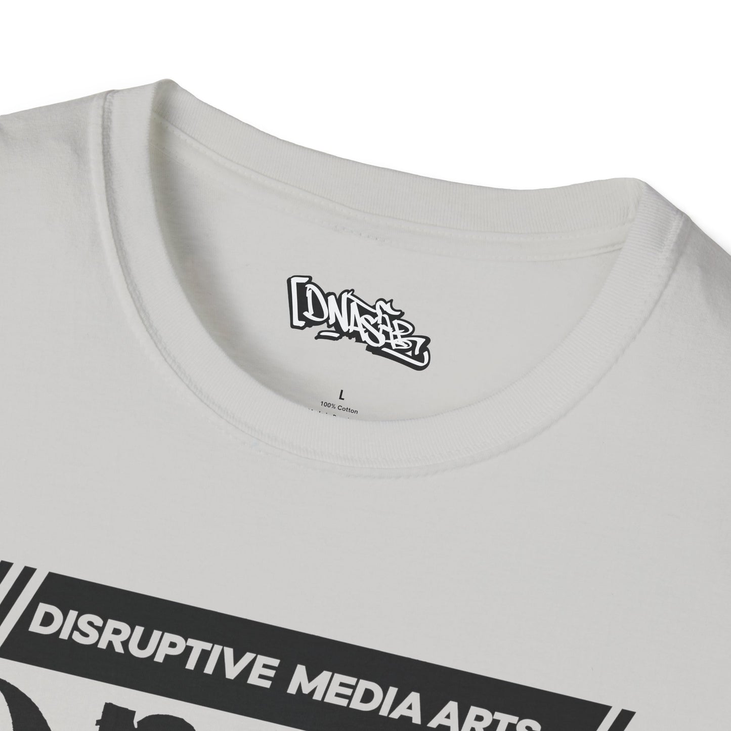 T-Shirt, Disruptive Media Arts™ Logo Tee – Signal Gear™ Core Uniform [Front + Back Print] Unisex Softstyle Graphic Tee, Streetwear, Casual Wear, Gift for Creatives, Cool Art Apparel
