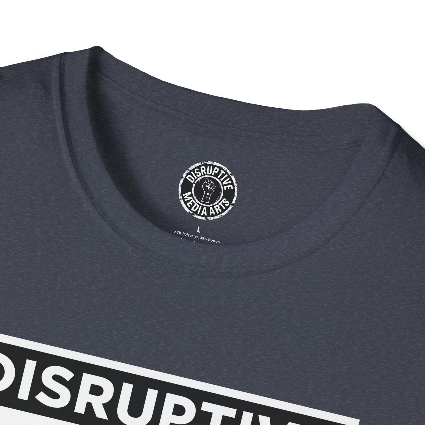 T-Shirt "Hands Off The Arts" Disruptive Media Arts™ Logo Tee – Signal Gear™ Core Uniform [Front + Back Print] Softstyle, Unisex Tee