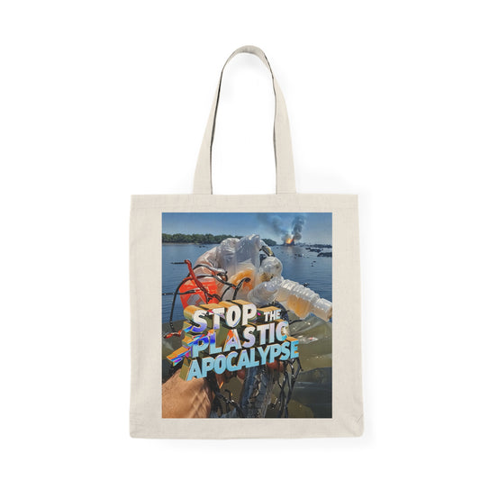 Natural Tote Bag_“Stop the Plastic Apocalypse” Tote – Signal Gear™ Utility Carrier
