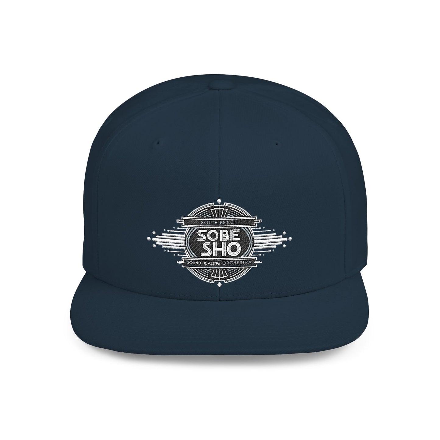 Flat Bill Snapback Hat — Distressed 'Sobe Sho' Badge Logo Cap