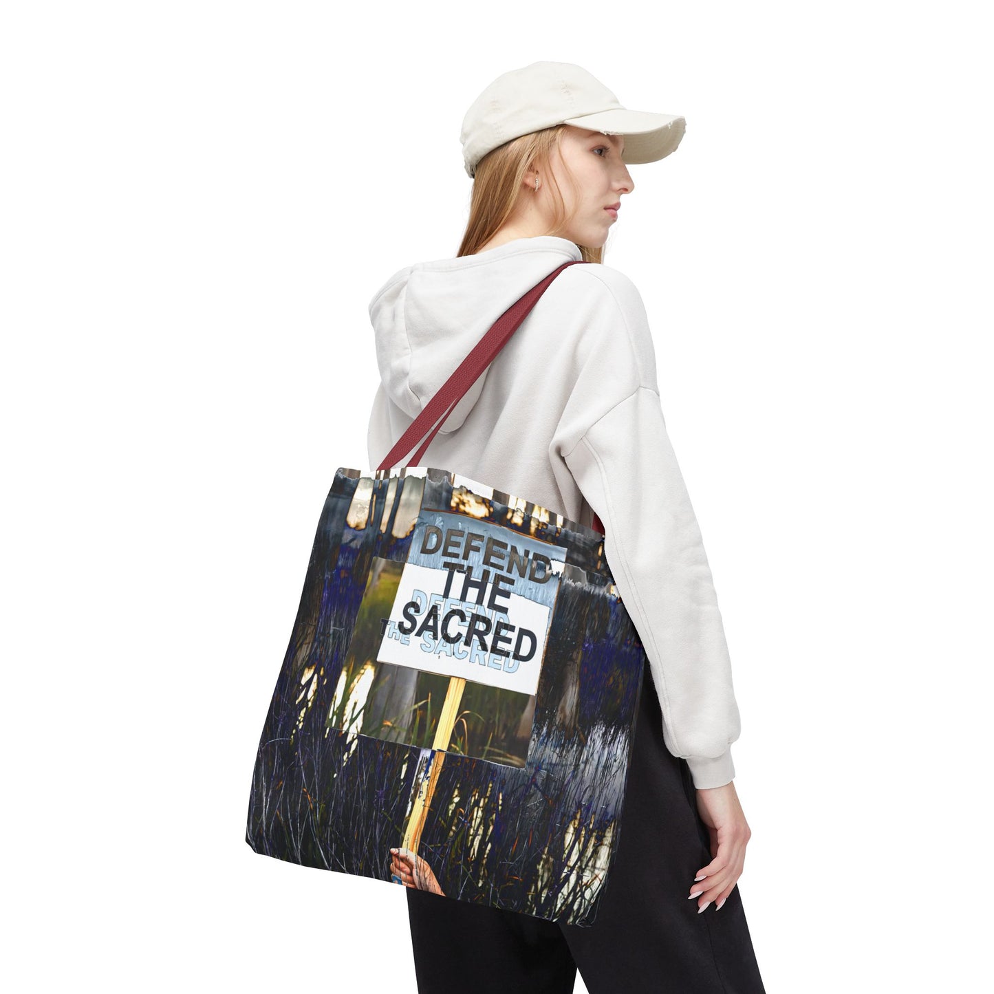 Defend the Sacred Tote Bag | Eco-Friendly Shopping Bag, Statement Bag, Gift for Activists, Inspirational Art, Reusable Canvas Bag