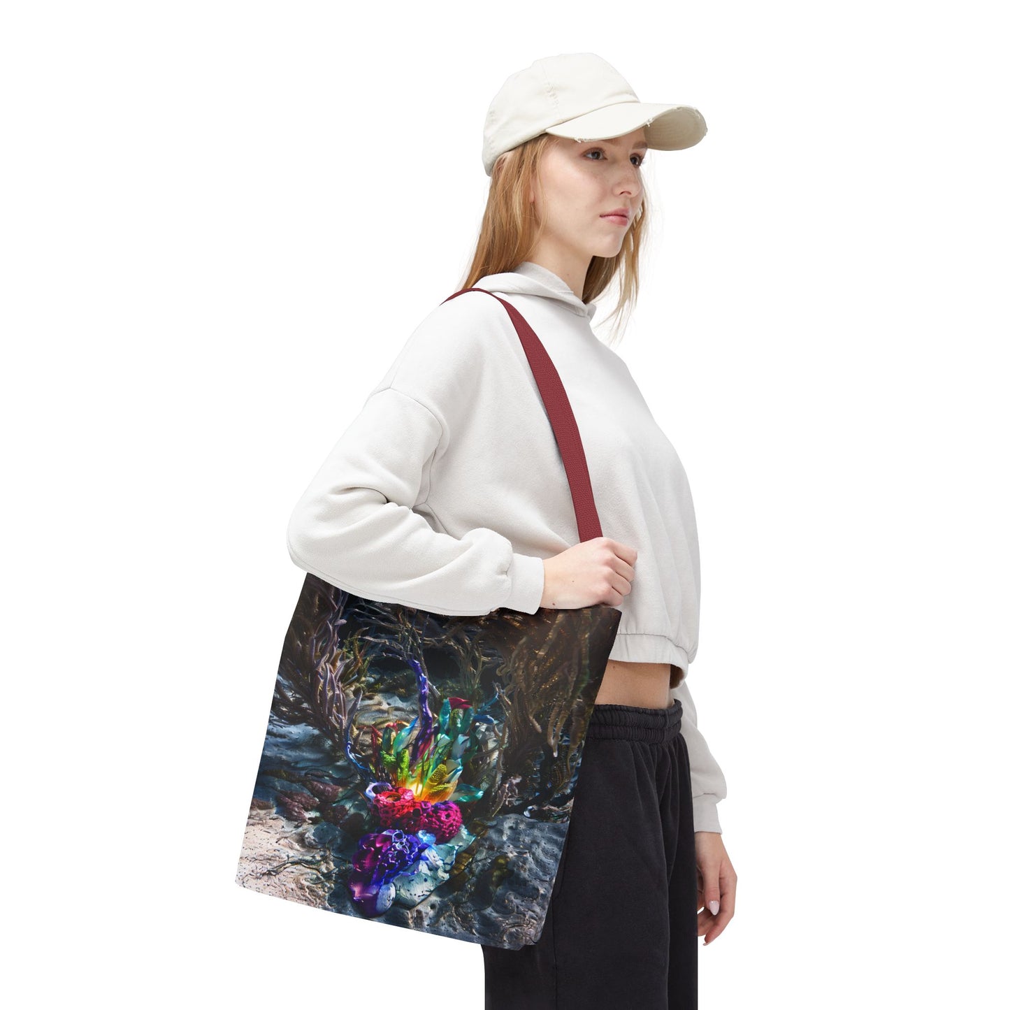 Vibrant Ocean Life Tote Bag,"Faux Ecologies +Ocean Artivism" Reusable Grocery Bag, Beach Tote, Eco-Friendly Bag, Summer Vibes, Gift for Ocean Lovers