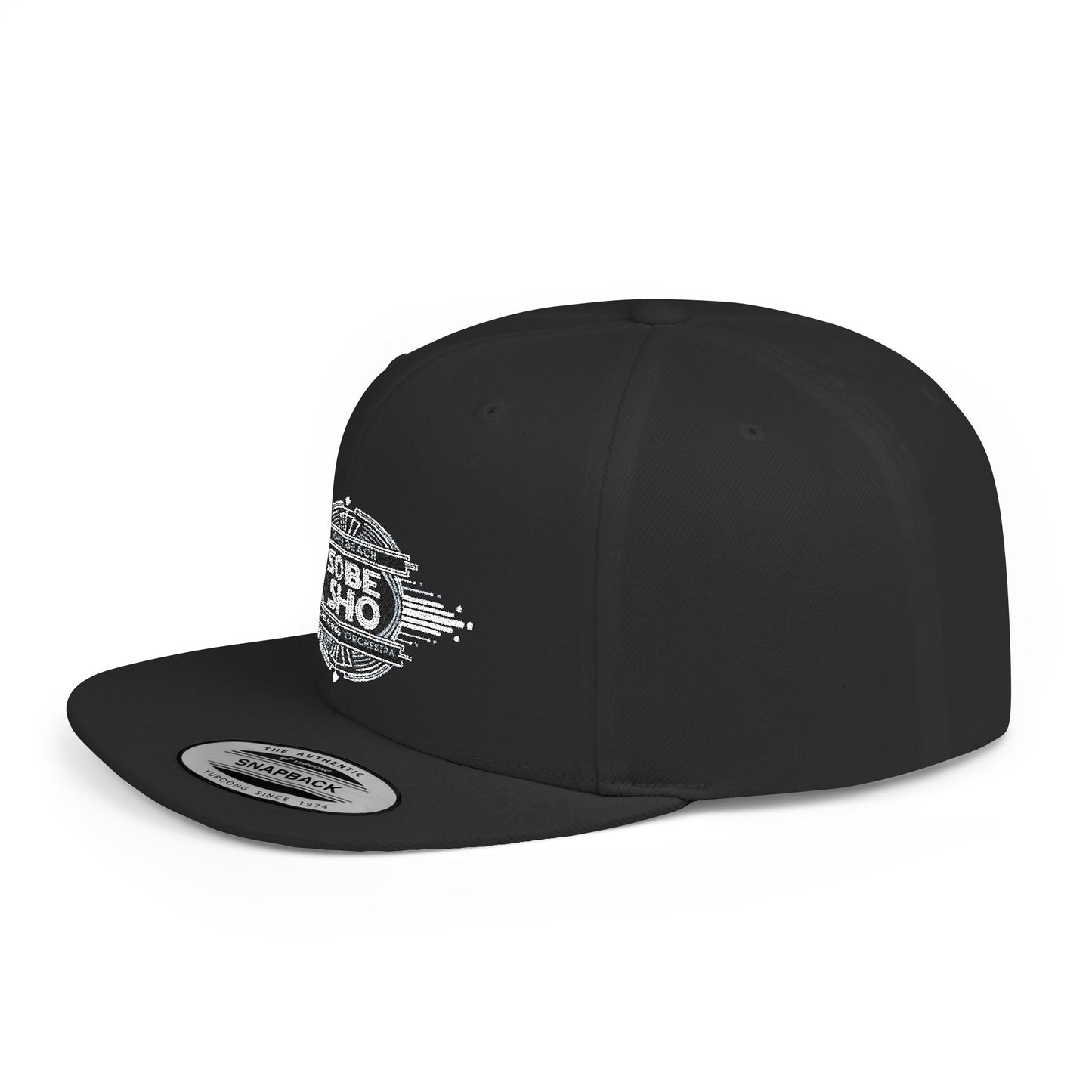 Flat Bill Snapback Hat — Distressed 'Sobe Sho' Badge Logo Cap