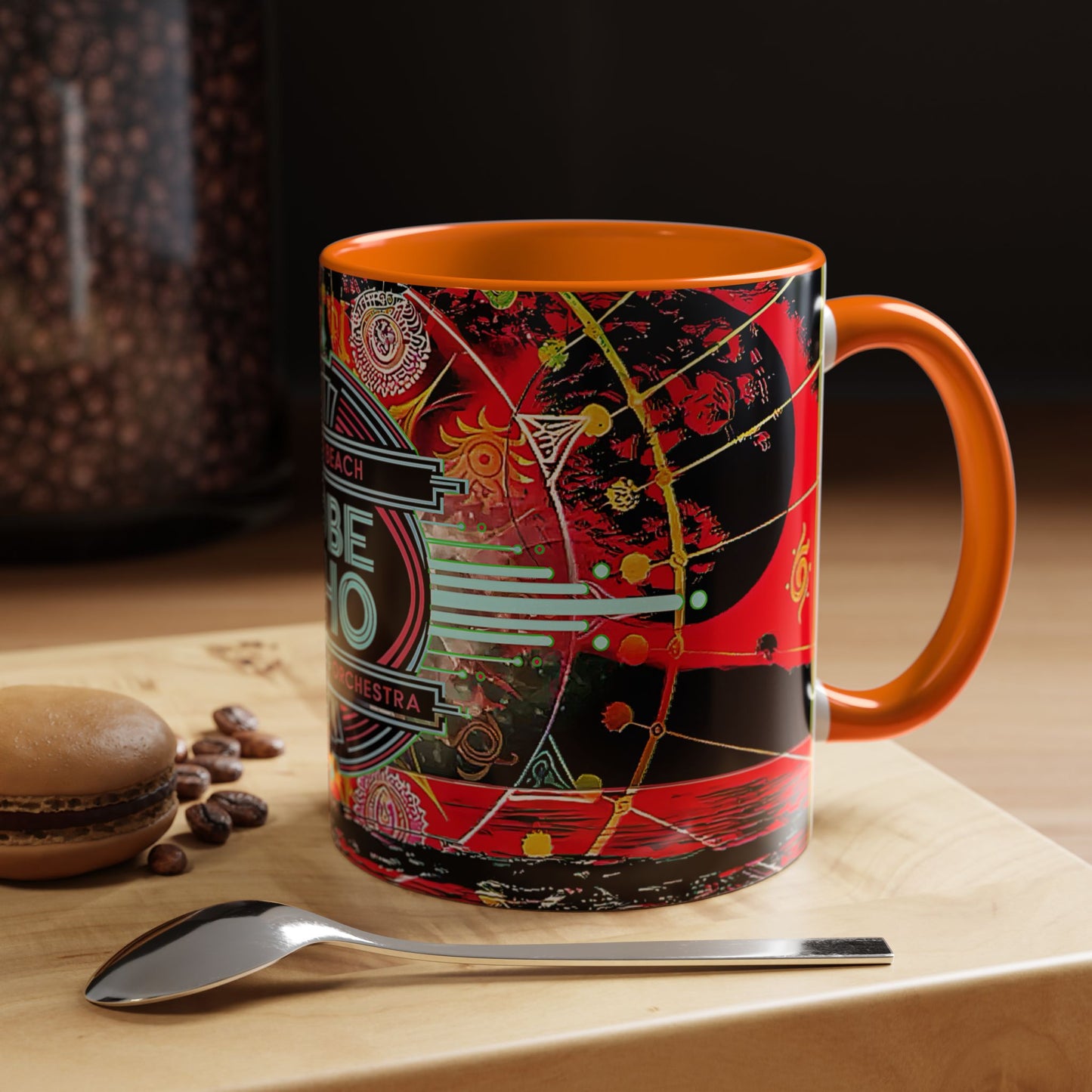 SoBe Sho Music Logo Accent Coffee Mug — Retro Neon South Beach Design