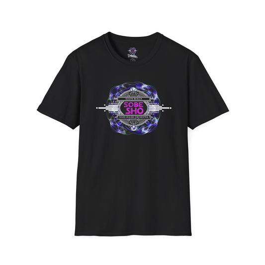 Retro Resonance Unisex Softstyle T-Shirt, Cosmic Vibe Graphic Tee for Soundhealing, Yoga, Mediation, Festivals, Music Lovers Tee