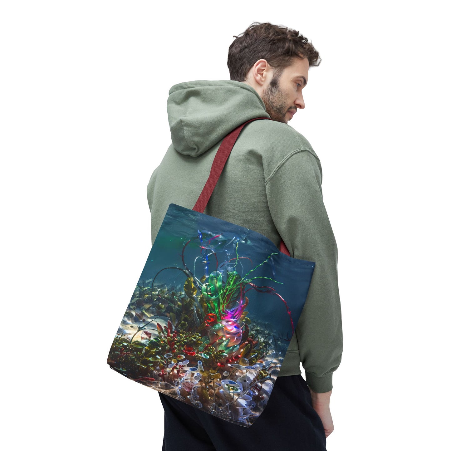 Vibrant Ocean-Inspired Tote Bag, Eco-Friendly Shopping Bag, Colorful Beach Tote, Art Tote, Perfect Gift for Ocean Lovers