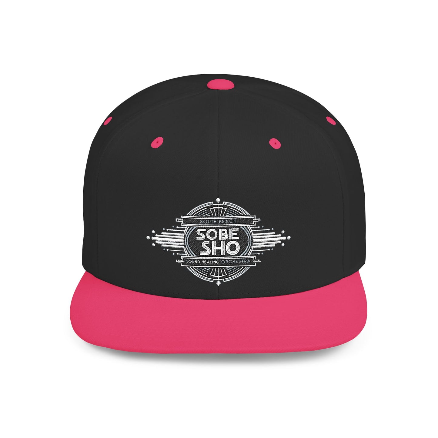 Flat Bill Snapback Hat — Distressed 'Sobe Sho' Badge Logo Cap