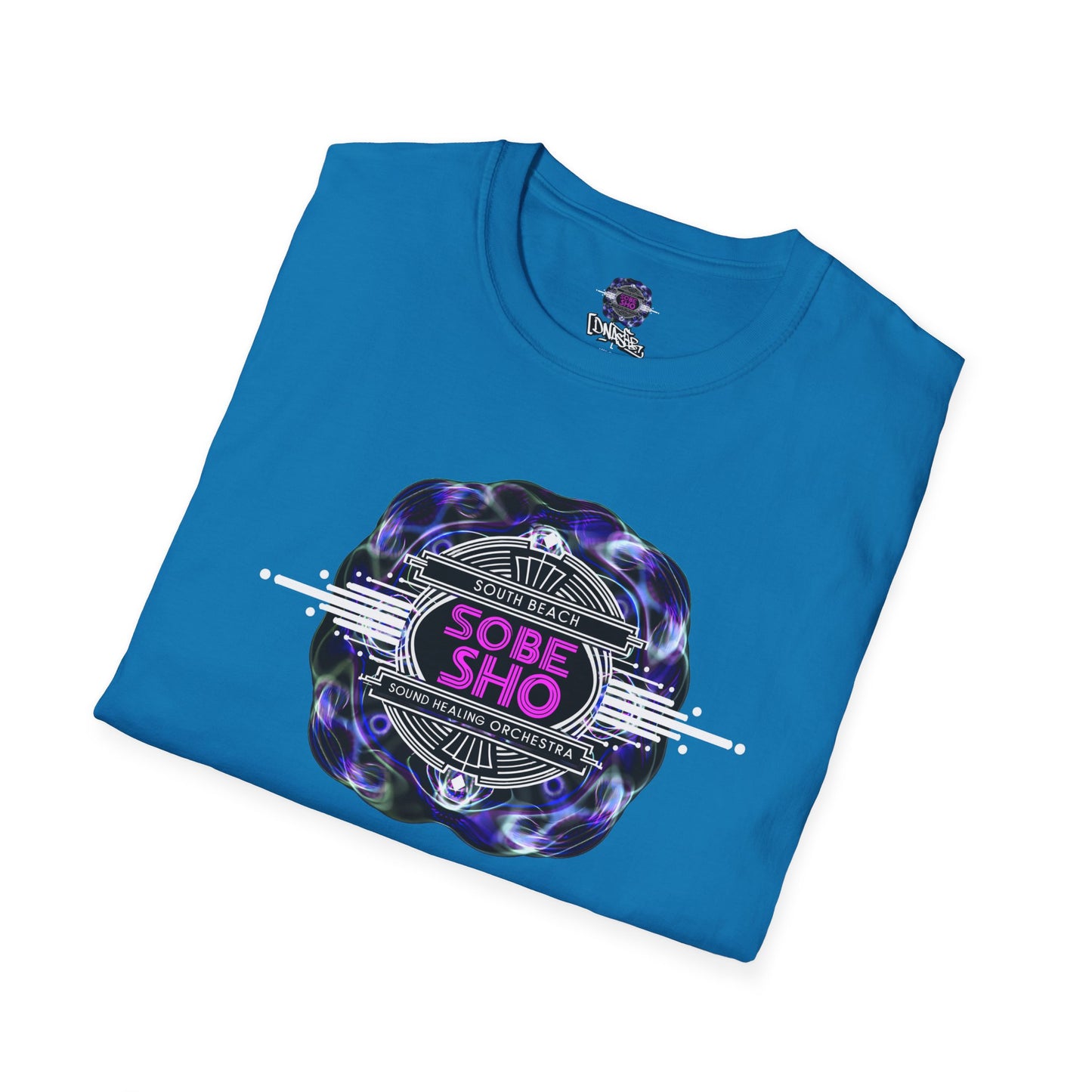 Retro Resonance Unisex Softstyle T-Shirt, Cosmic Vibe Graphic Tee for Soundhealing, Yoga, Mediation, Festivals, Music Lovers Tee