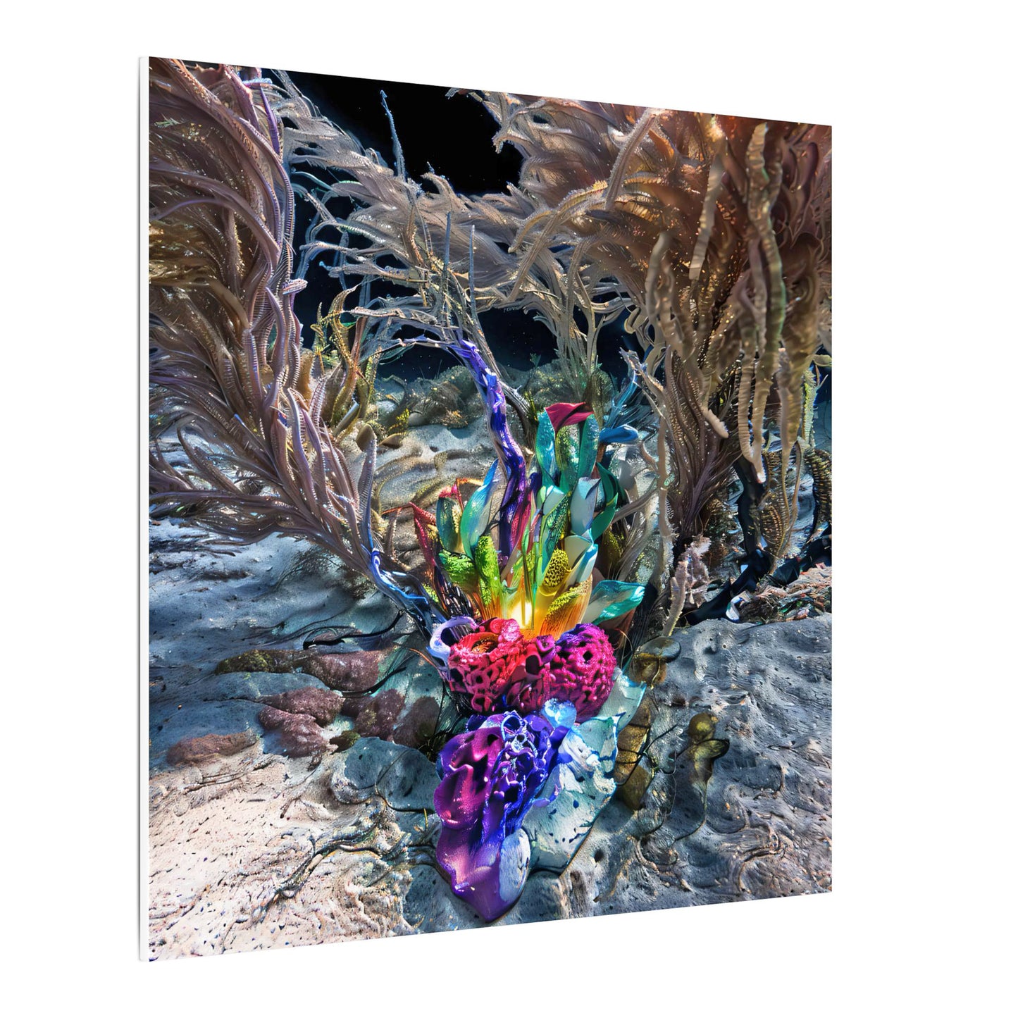 12_[dNASAb] “Faux Ecologies + Augmented Nature-verse #4A” (2024) – Matte Canvas Print with Augmented Reality | AI-Trained Ocean Debris Artwork