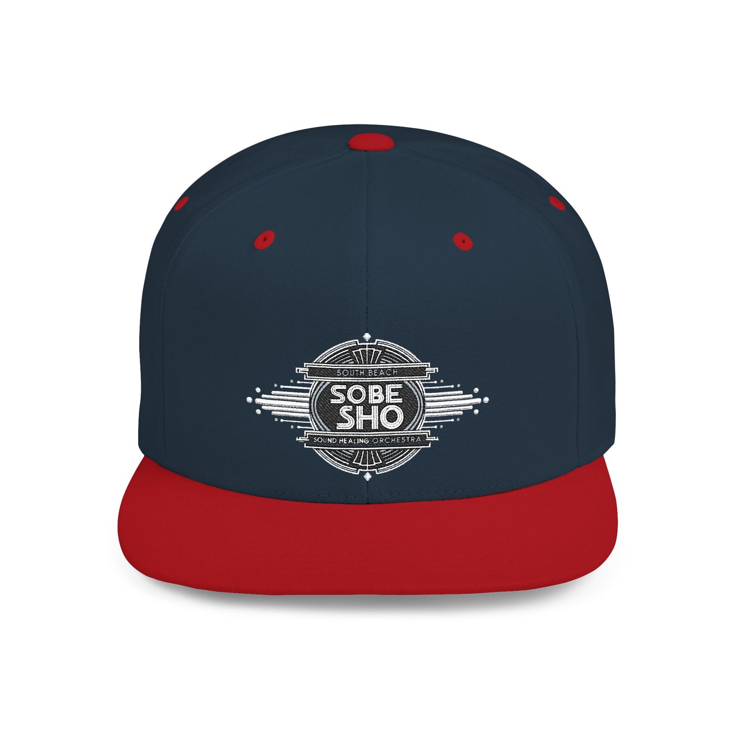 Flat Bill Snapback Hat — Distressed 'Sobe Sho' Badge Logo Cap