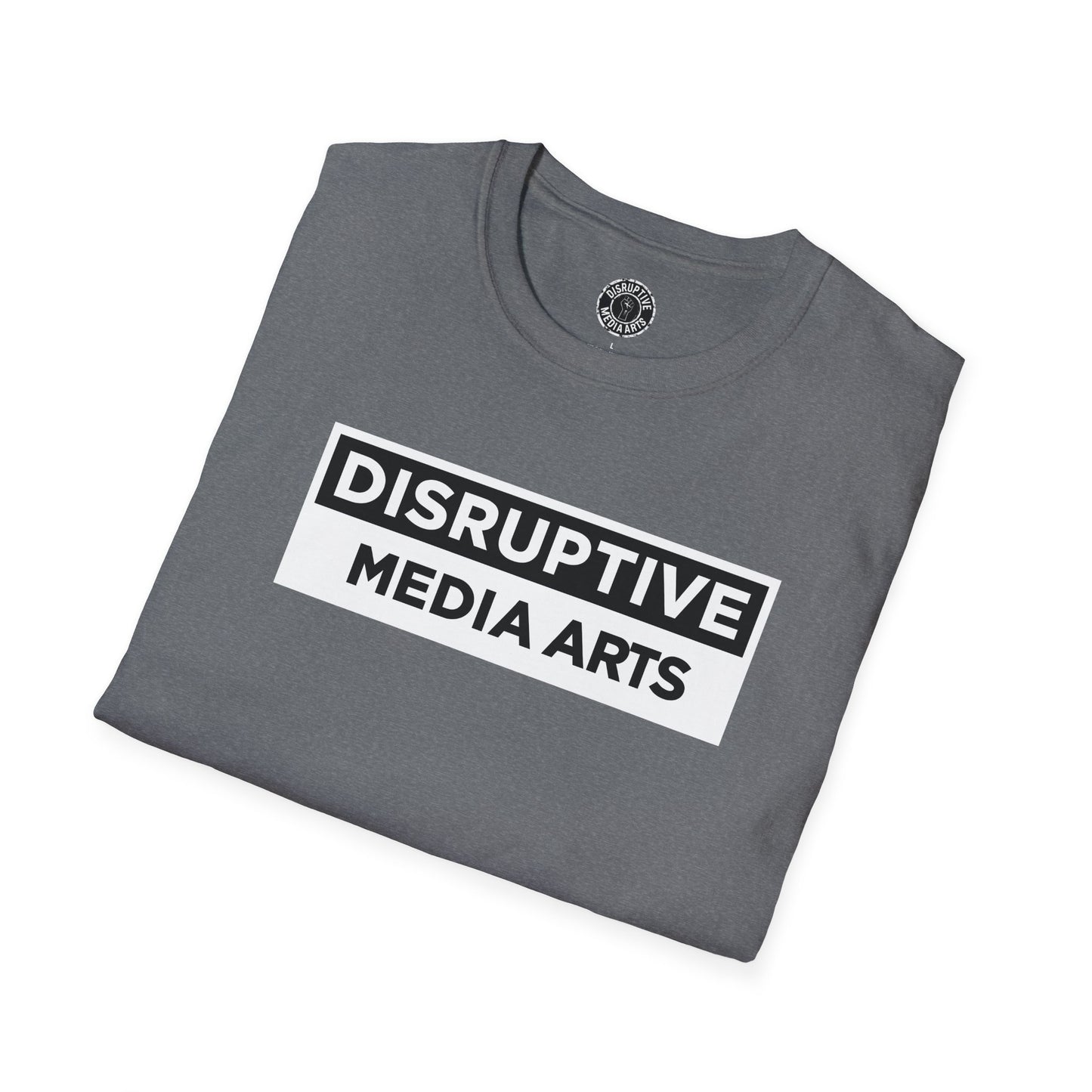 T-Shirt "Hands Off The Arts" Disruptive Media Arts™ Logo Tee – Signal Gear™ Core Uniform [Front + Back Print] Softstyle, Unisex Tee