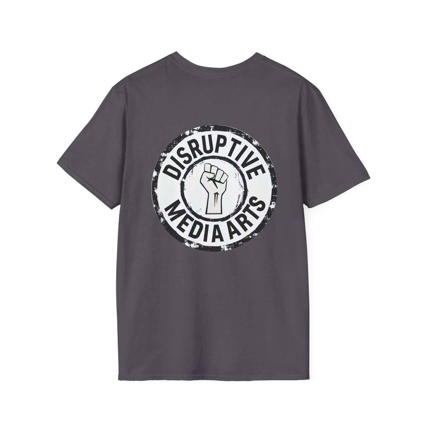T-Shirt, Disruptive Media Arts™ Logo Tee – Signal Gear™ Core Uniform [Front + Back Print] Unisex Softstyle Graphic Tee, Streetwear, Casual Wear, Gift for Creatives, Cool Art Apparel