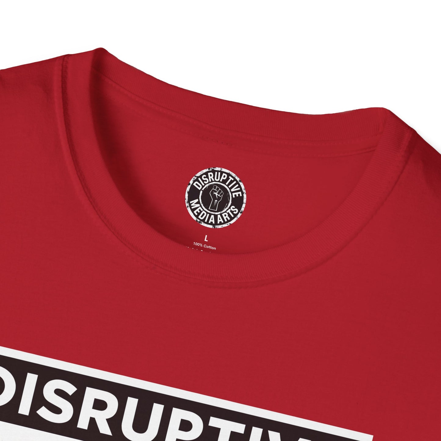 T-Shirt "Hands Off The Arts" Disruptive Media Arts™ Logo Tee – Signal Gear™ Core Uniform [Front + Back Print] Softstyle, Unisex Tee