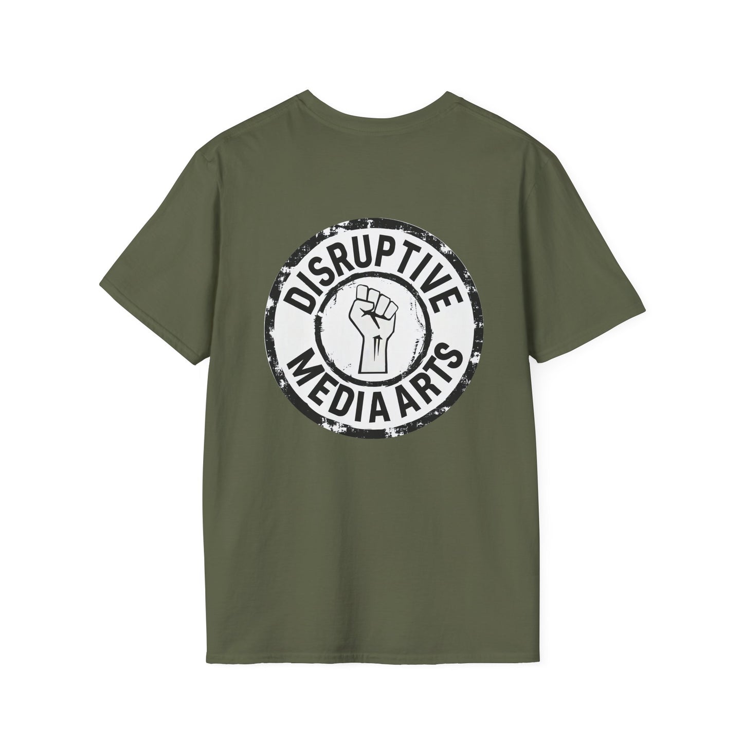 T-Shirt, Disruptive Media Arts™ Logo Tee – Signal Gear™ Core Uniform [Front + Back Print] Unisex Softstyle Graphic Tee, Streetwear, Casual Wear, Gift for Creatives, Cool Art Apparel