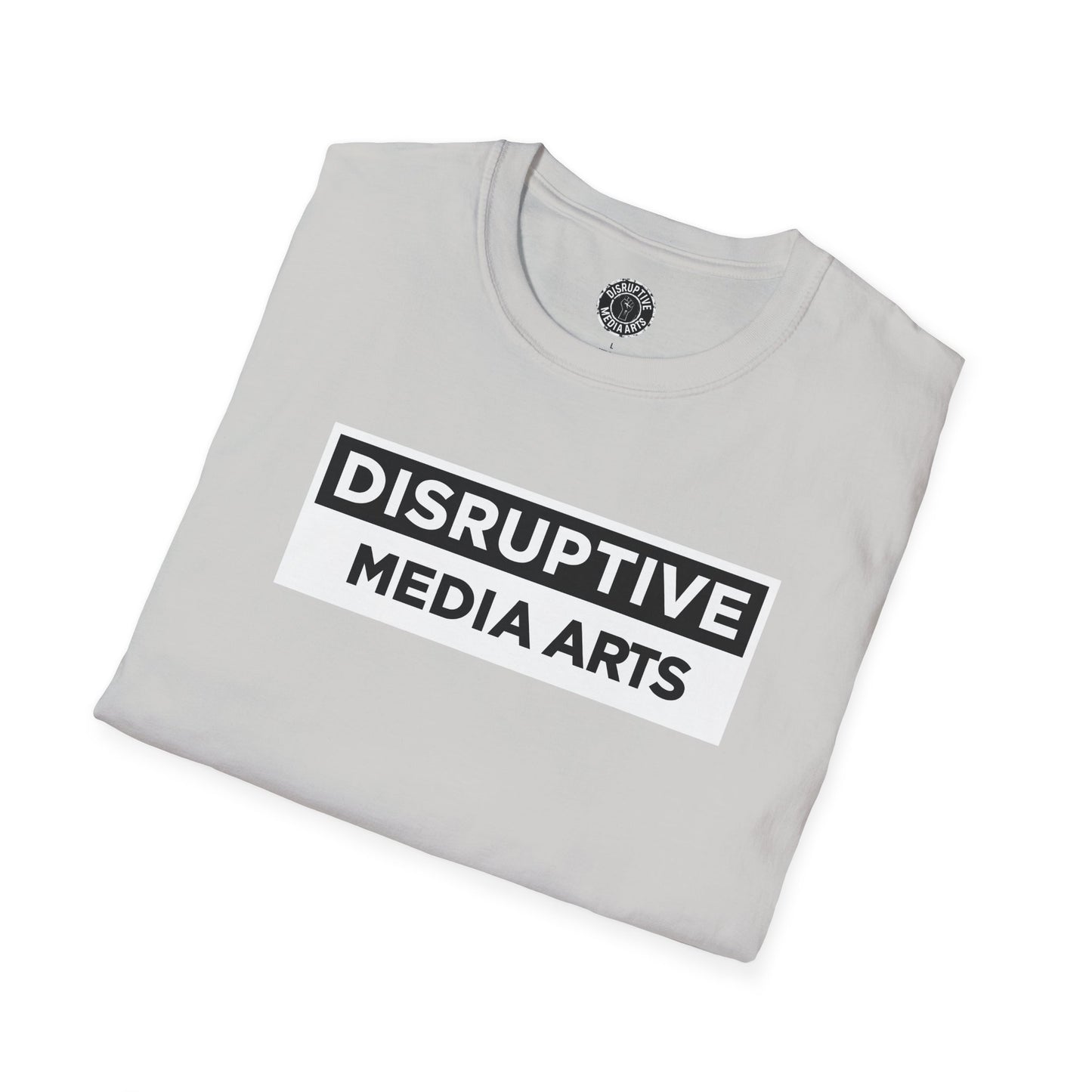 T-Shirt "Hands Off The Arts" Disruptive Media Arts™ Logo Tee – Signal Gear™ Core Uniform [Front + Back Print] Softstyle, Unisex Tee