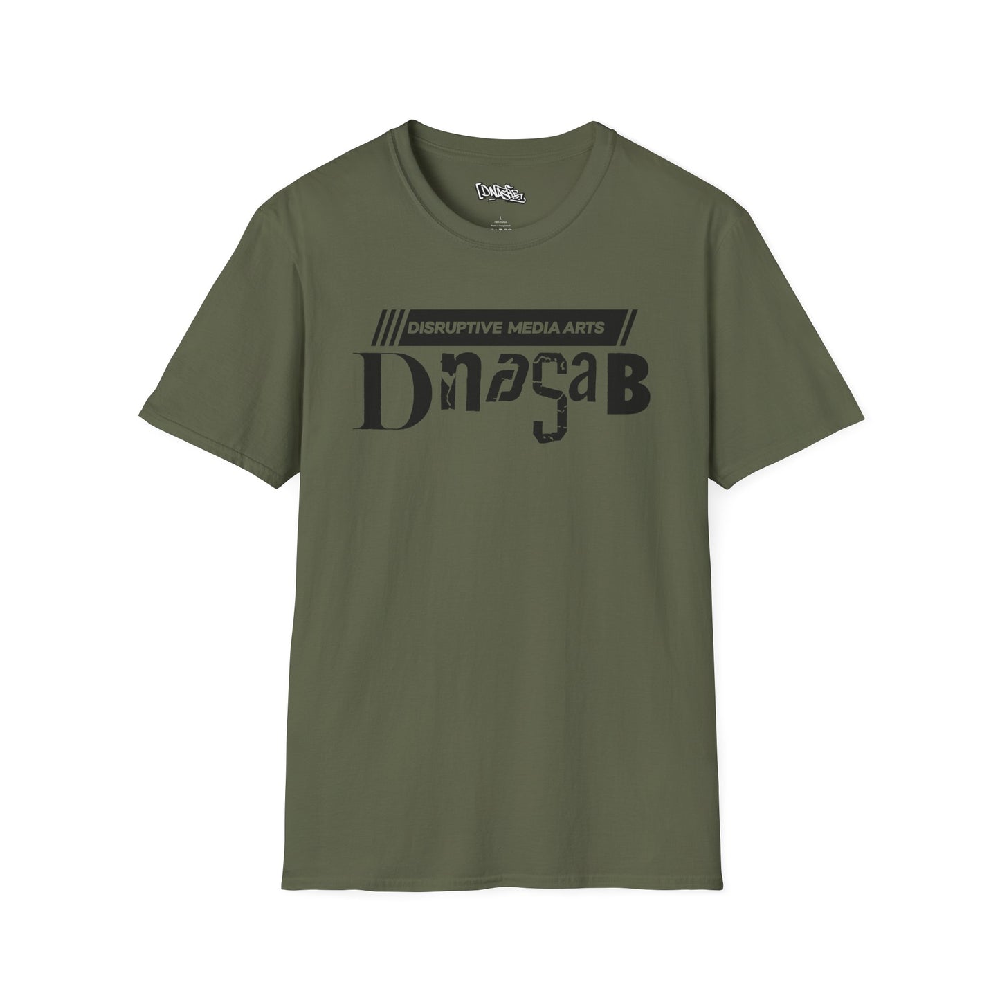 T-Shirt, Disruptive Media Arts™ Logo Tee – Signal Gear™ Core Uniform [Front + Back Print] Unisex Softstyle Graphic Tee, Streetwear, Casual Wear, Gift for Creatives, Cool Art Apparel