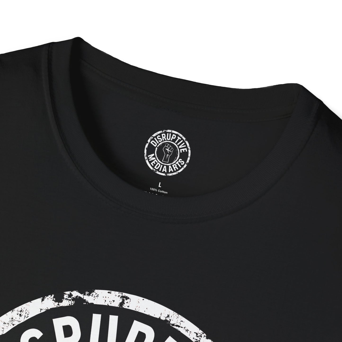 T-Shirt "Proudly ShadowBanned AF, Disruptive Media Arts" Logo Tee – Signal Gear™ Core Uniform [Front + Back Print] Unisex Softstyle Tee