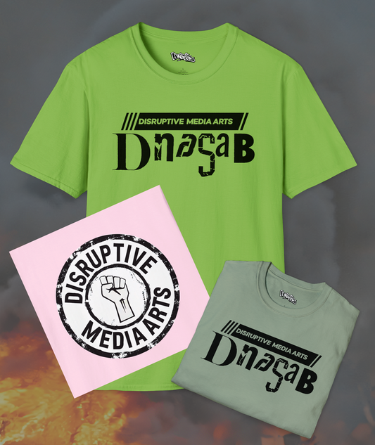 T-Shirt, Disruptive Media Arts™ Logo Tee – Signal Gear™ Core Uniform [Front + Back Print] Unisex Softstyle Graphic Tee, Streetwear, Casual Wear, Gift for Creatives, Cool Art Apparel