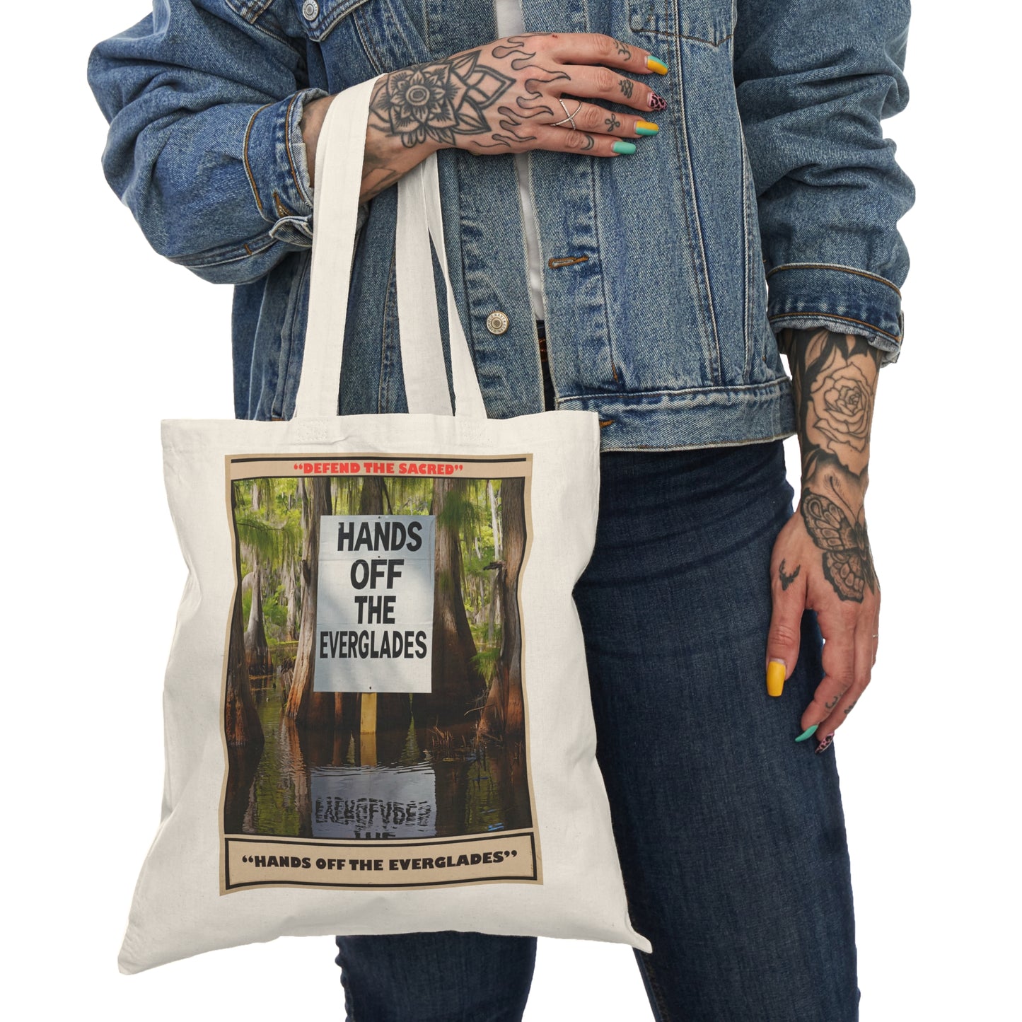 Natural Tote Bag, “Hands Off The Everglades” Tote –"Humanitarian Tote" Signal Gear™ Utility Carrier for Eco-Conscious Buyers, Reusable Shopping tote, Nature Lovers, Earth Day Essentials, Environmentally Friendly Bags