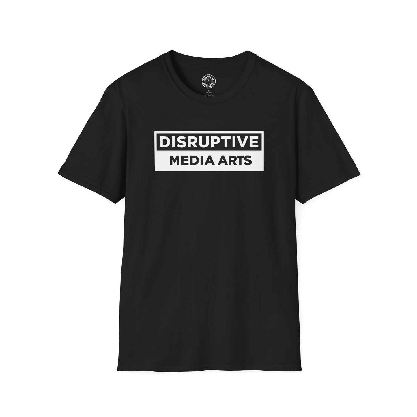 T-Shirt "Hands Off The Arts" Disruptive Media Arts™ Logo Tee – Signal Gear™ Core Uniform [Front + Back Print] Softstyle, Unisex Tee