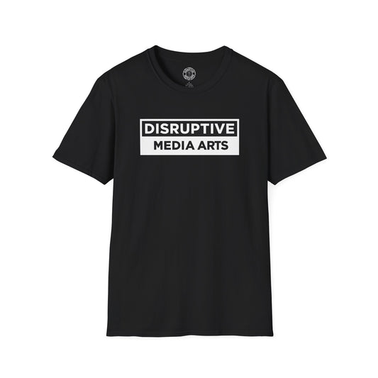 T-Shirt "Hands Off The Arts" Disruptive Media Arts™ Logo Tee – Signal Gear™ Core Uniform [Front + Back Print] Softstyle, Unisex Tee