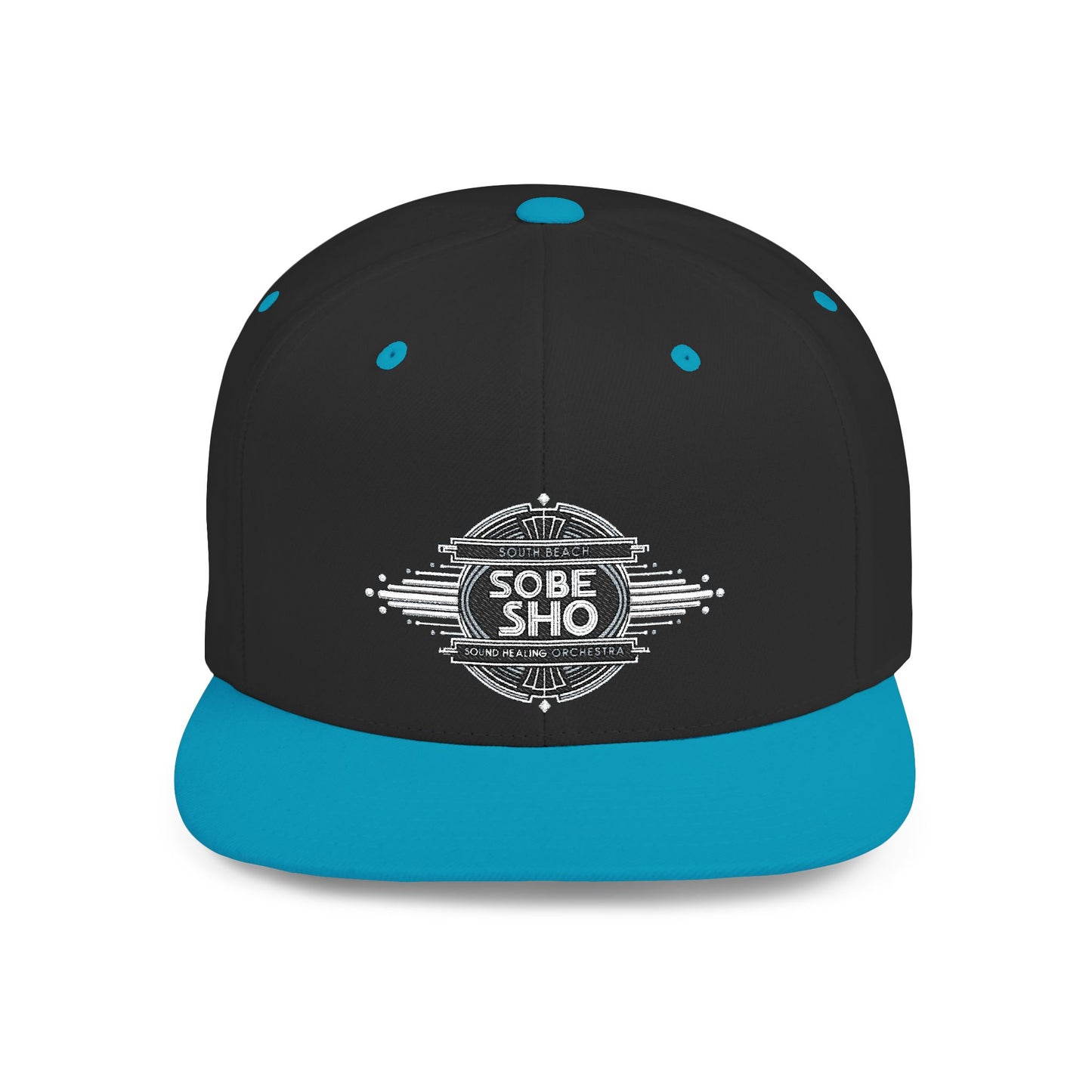 Flat Bill Snapback Hat — Distressed 'Sobe Sho' Badge Logo Cap