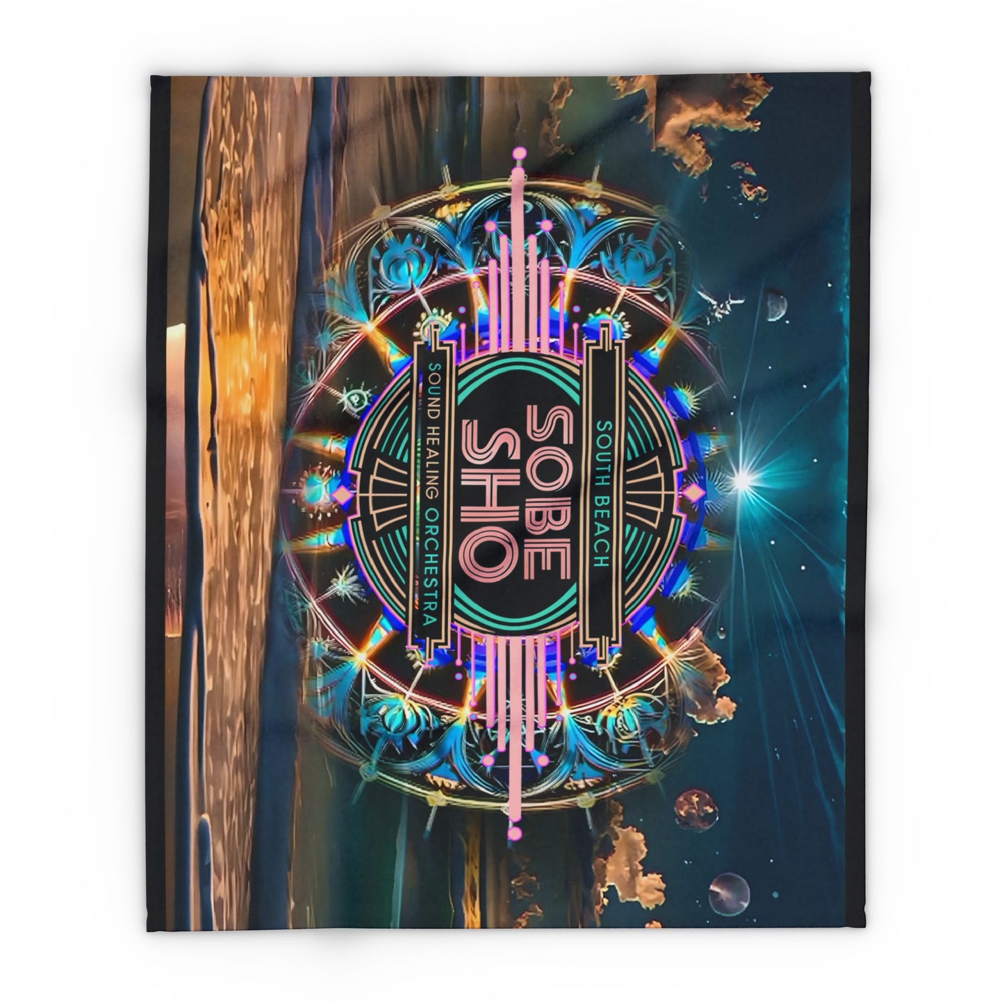 “Rest in Resonance” Arctic Fleece Blanket, collection from South Beach Sound Healing Orchestra x [dNASAb], Warm Decorative Throw, Ideal Gift for Sound healing sessions, guided meditations, breathwork, yoga