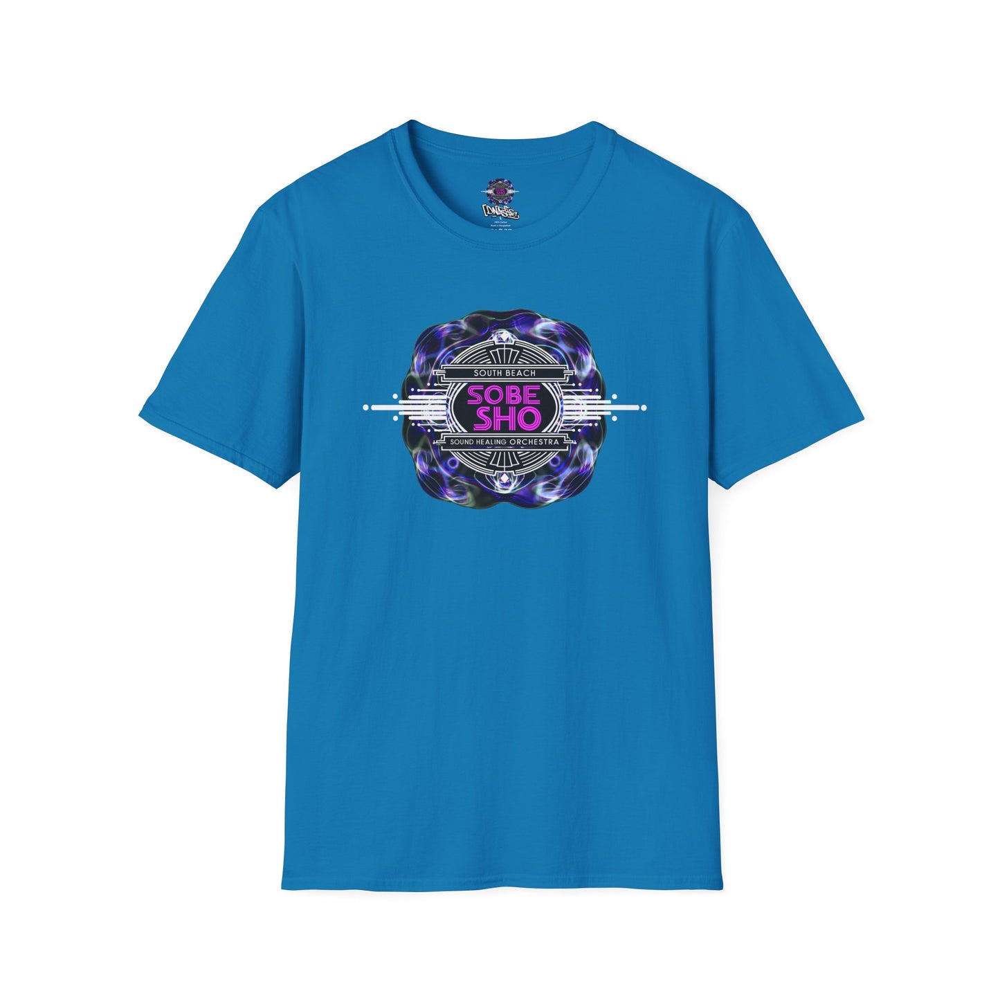Retro Resonance Unisex Softstyle T-Shirt, Cosmic Vibe Graphic Tee for Soundhealing, Yoga, Mediation, Festivals, Music Lovers Tee