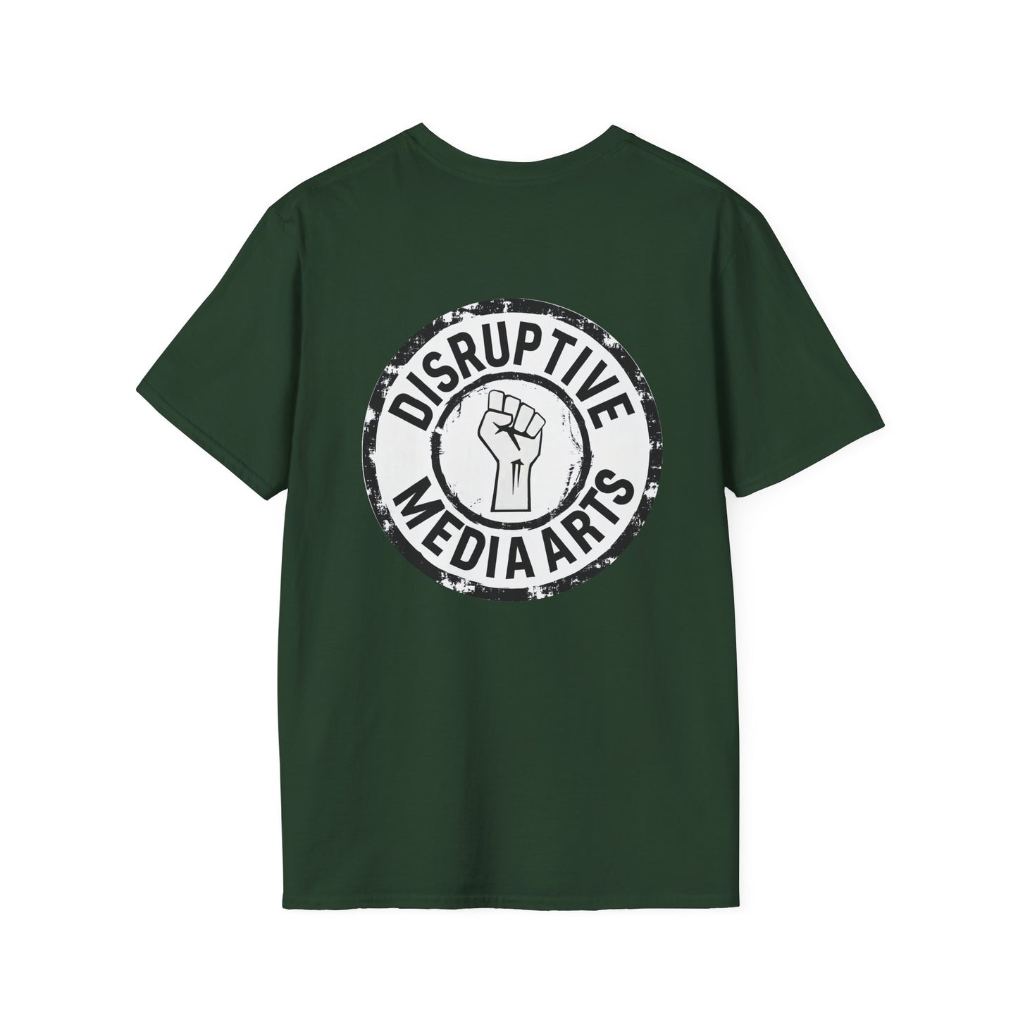 T-Shirt, Disruptive Media Arts™ Logo Tee – Signal Gear™ Core Uniform [Front + Back Print] Unisex Softstyle Graphic Tee, Streetwear, Casual Wear, Gift for Creatives, Cool Art Apparel