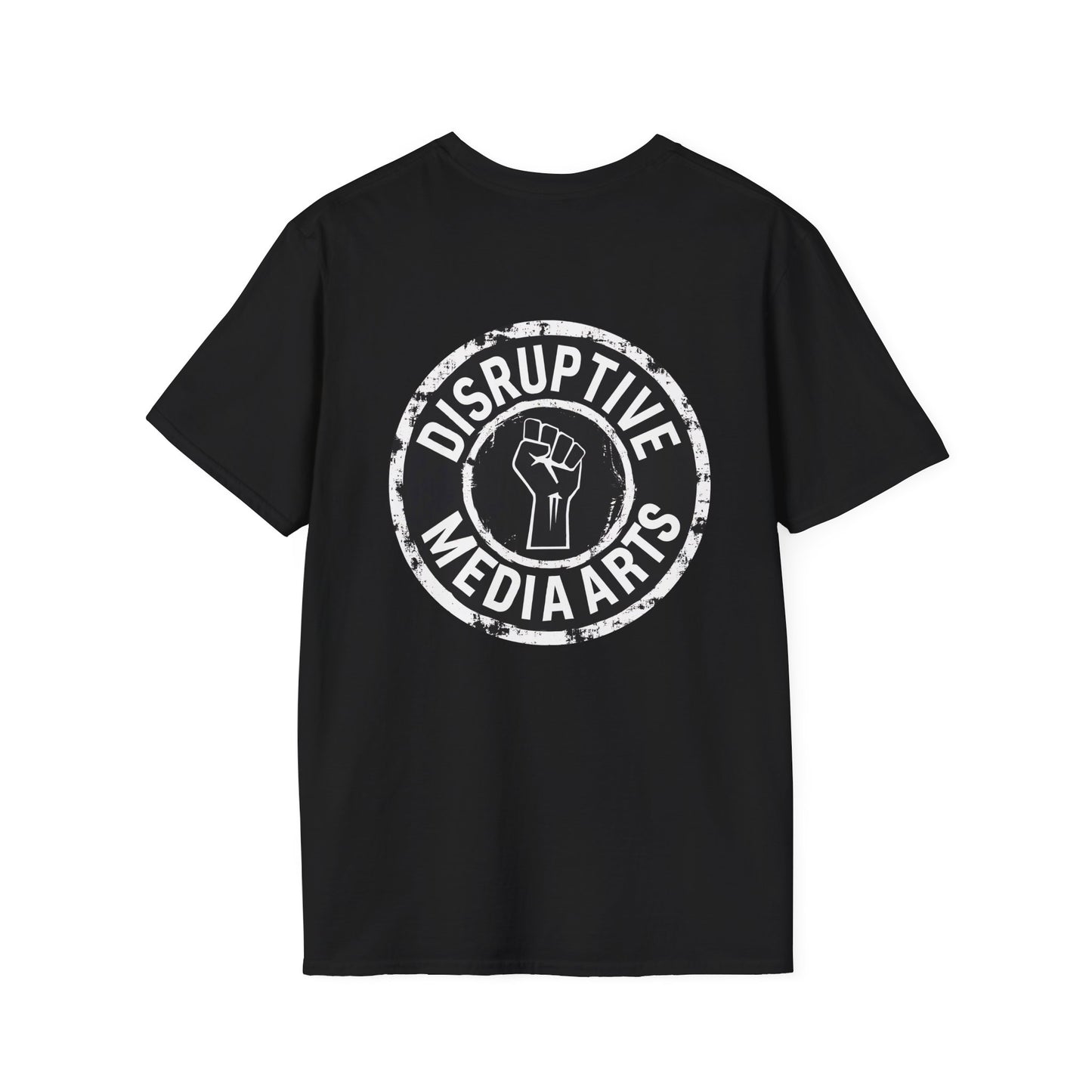 T-Shirt "Disruptive Media Arts" Logo Tee – Signal Gear Core Uniform [Front + Back Print]_Unisex Softstyle