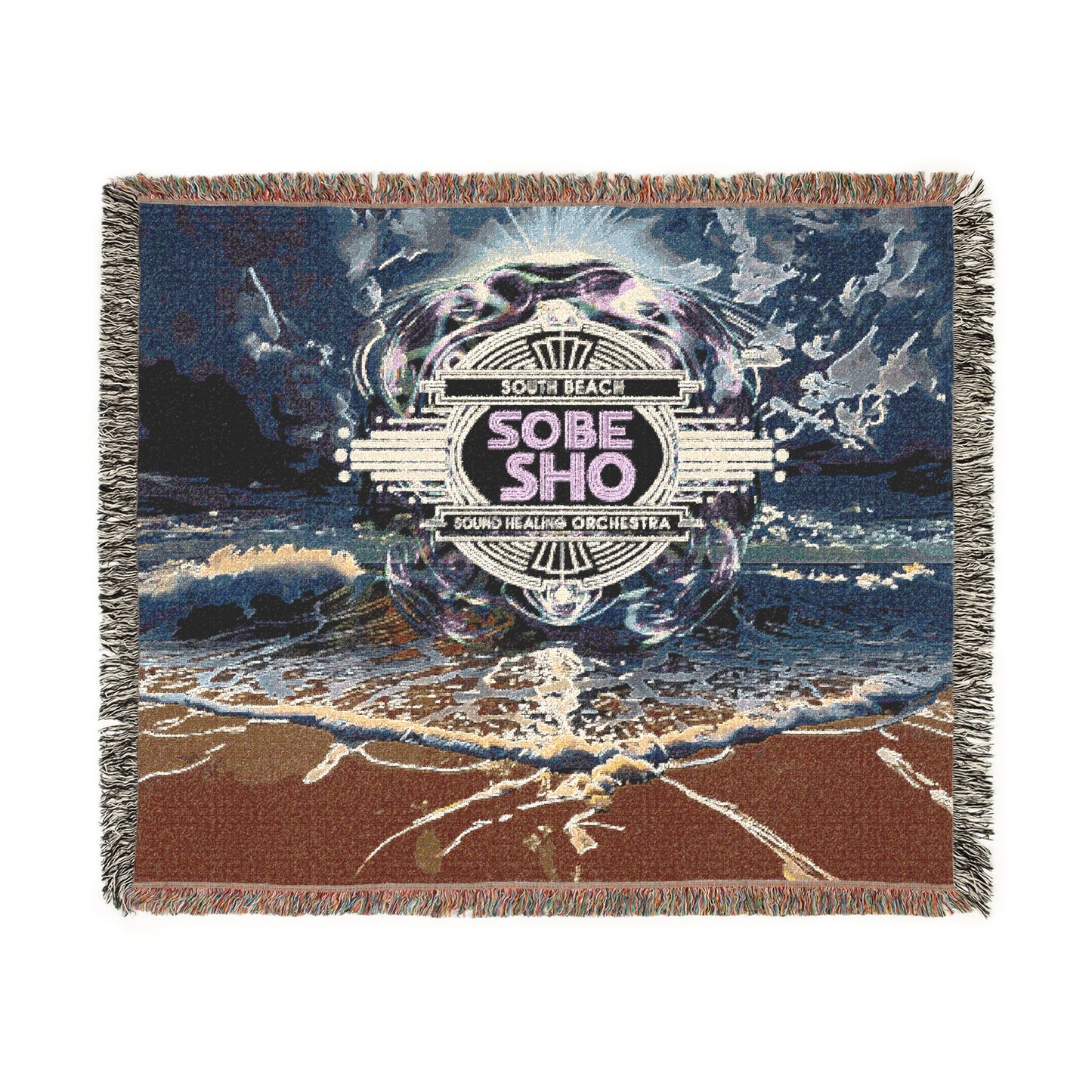 “Rest in Resonance” 100% Cotton, Colorful Woven Blanket,A Soft Landing for Sound Healing, Meditation, and Restorative Rituals