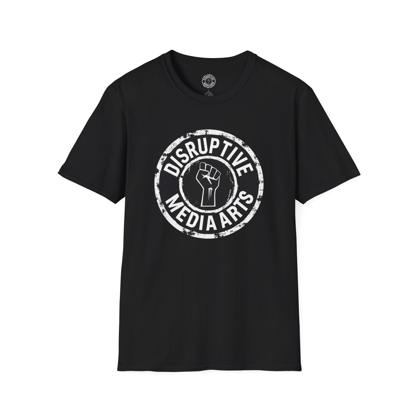 T-Shirt "Proudly ShadowBanned AF, Disruptive Media Arts" Logo Tee – Signal Gear™ Core Uniform [Front + Back Print] Unisex Softstyle Tee